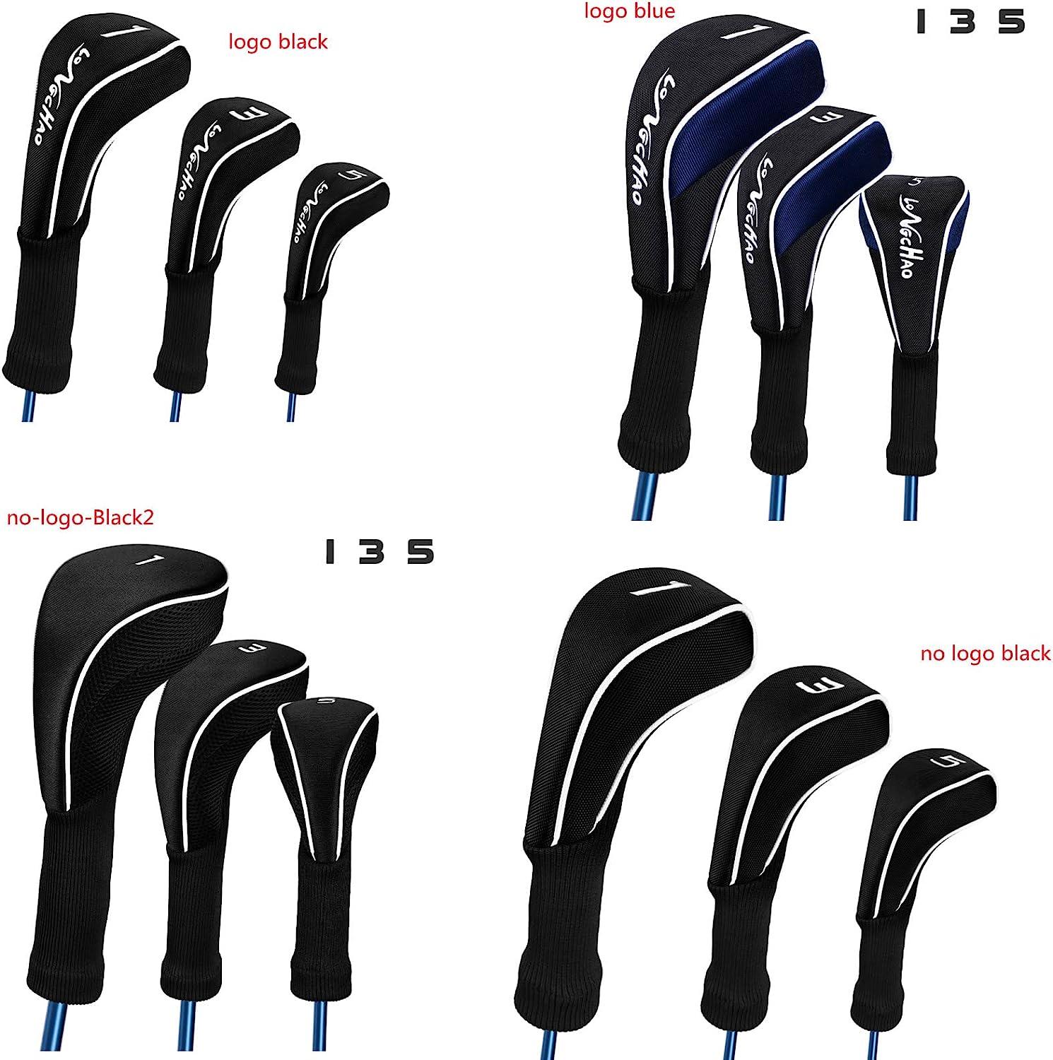 3Pcs Long Neck Mesh Golf Club Head Covers Set, Long Knit