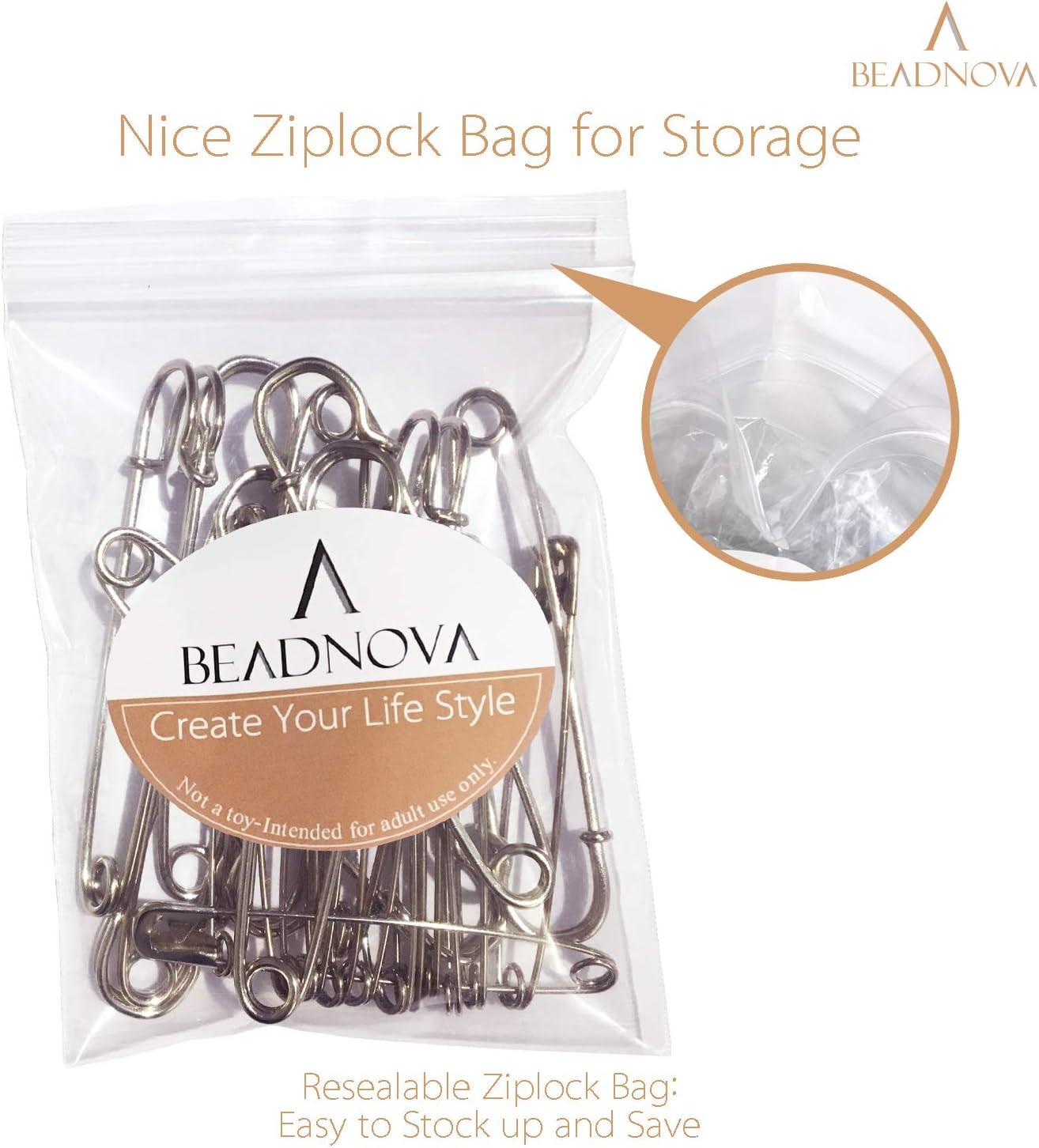 BEADNOVA Large Safety Pins Nickel Finish Clothing Pins Safety Pins Assorted  for Garment Art Craft (120pcs, 2 Inch, 54mm) - Beadnova