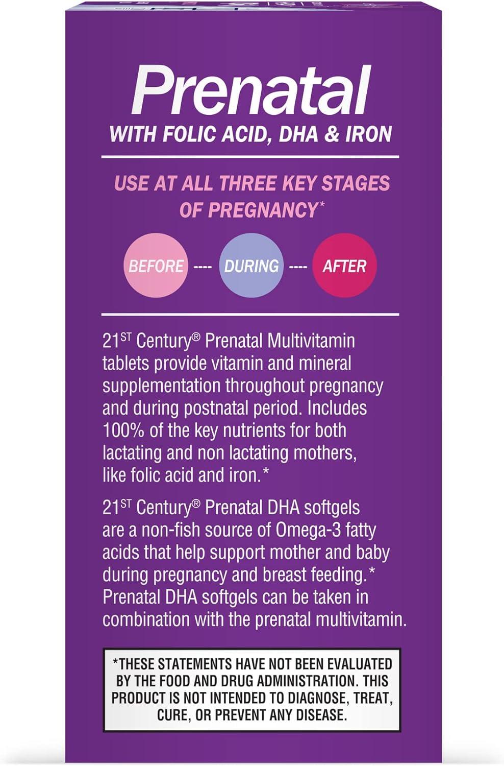 21st Century Prenatal Multivitamin with DHA 2 Bottles, 60 Tablets and