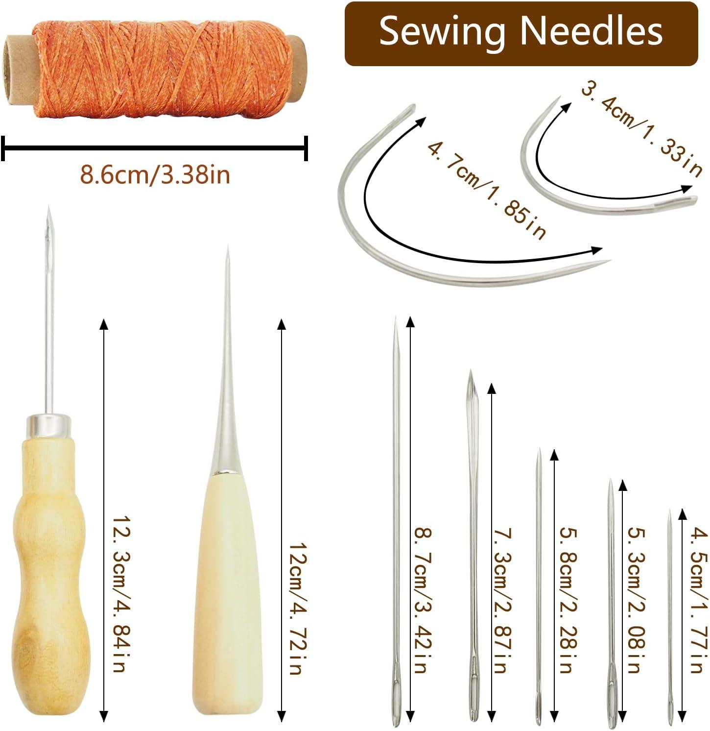 PLANTIONAL Leather Repair Sewing Kit: 31pcs Leather Working Tools with Pro  Waxed Thread, Large Eye Hand Sewing Needles, 3 Versatile Awl, Heavy Duty