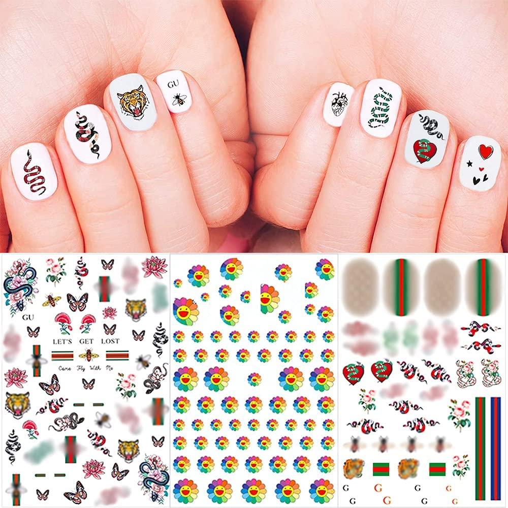 Cheap Colorful Wave Lines 3D Nail Art Stickers Flower Floral Nail Decals  Abstract Geometry Sexy Girl Leaf Nail Stickers Nails Decoration | Joom