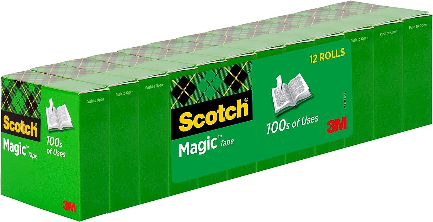 Scotch Magic Tape, 1 Roll, Numerous Applications, Invisible, Engineered for  Repairing, 3/4 x 1000 Inches, Boxed (810)