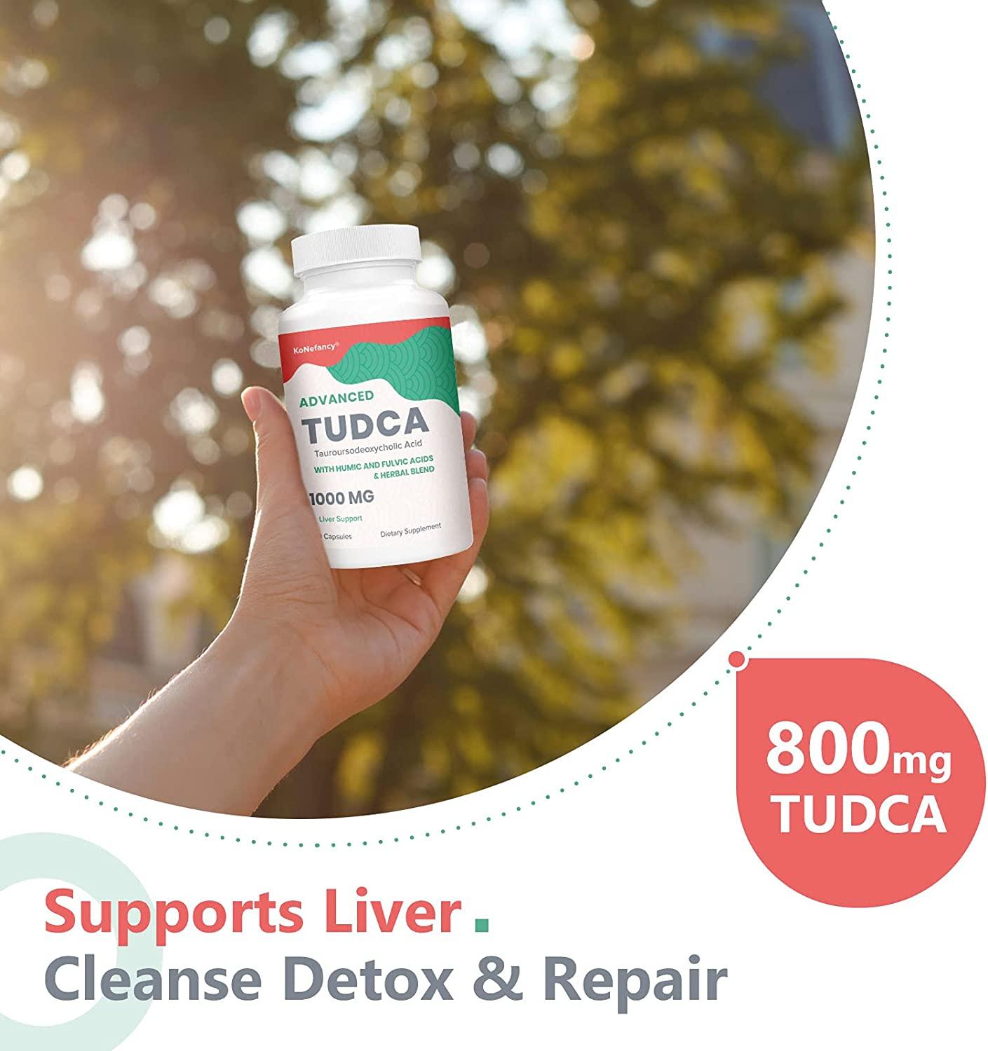 TUDCA Liver Supplements 1000mg Bile Salts for Liver Cleanse Detox Milk Thistle Herbal Blend