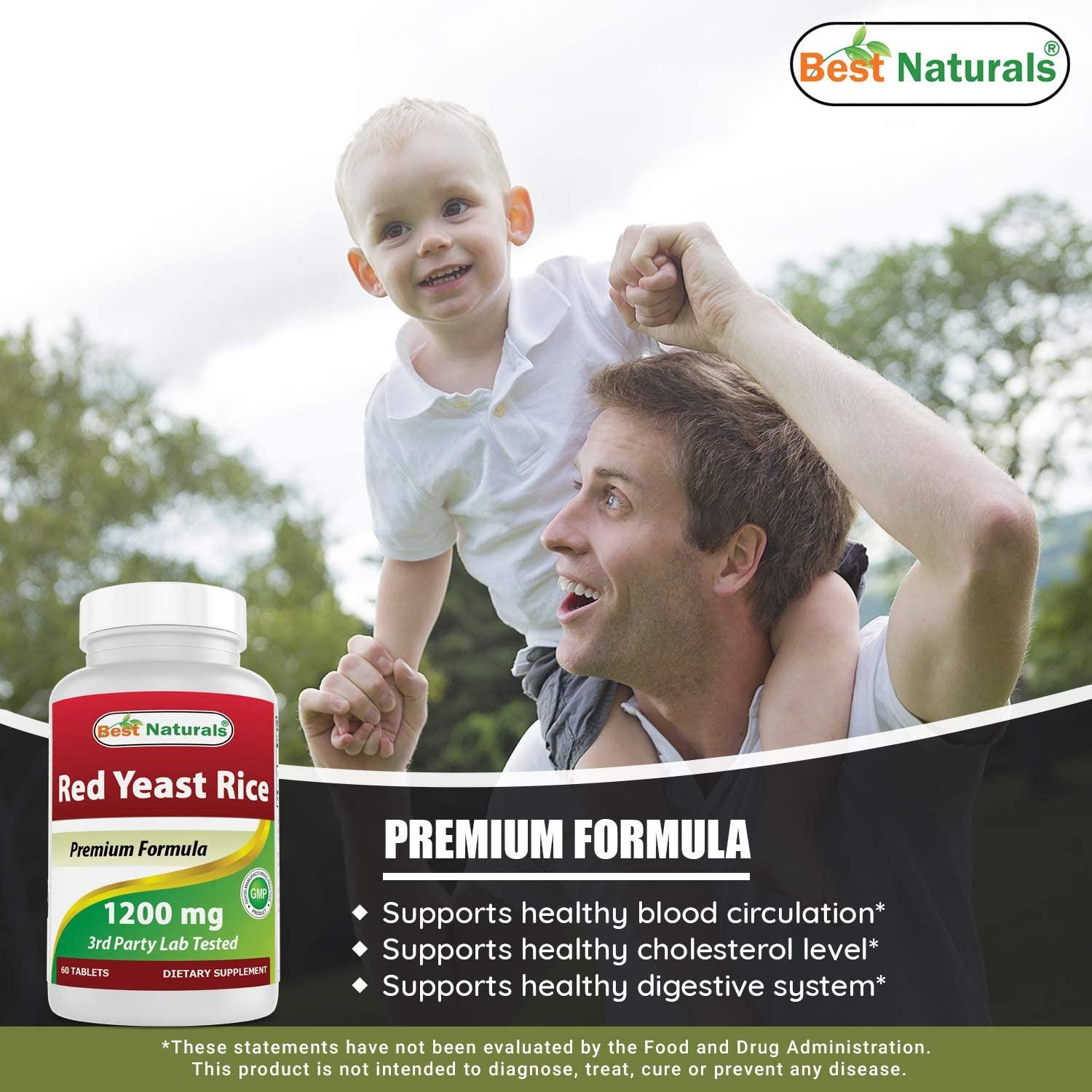 Best Naturals Red Yeast Rice 1200 Mg 60 Tablets (Citrinin Free)