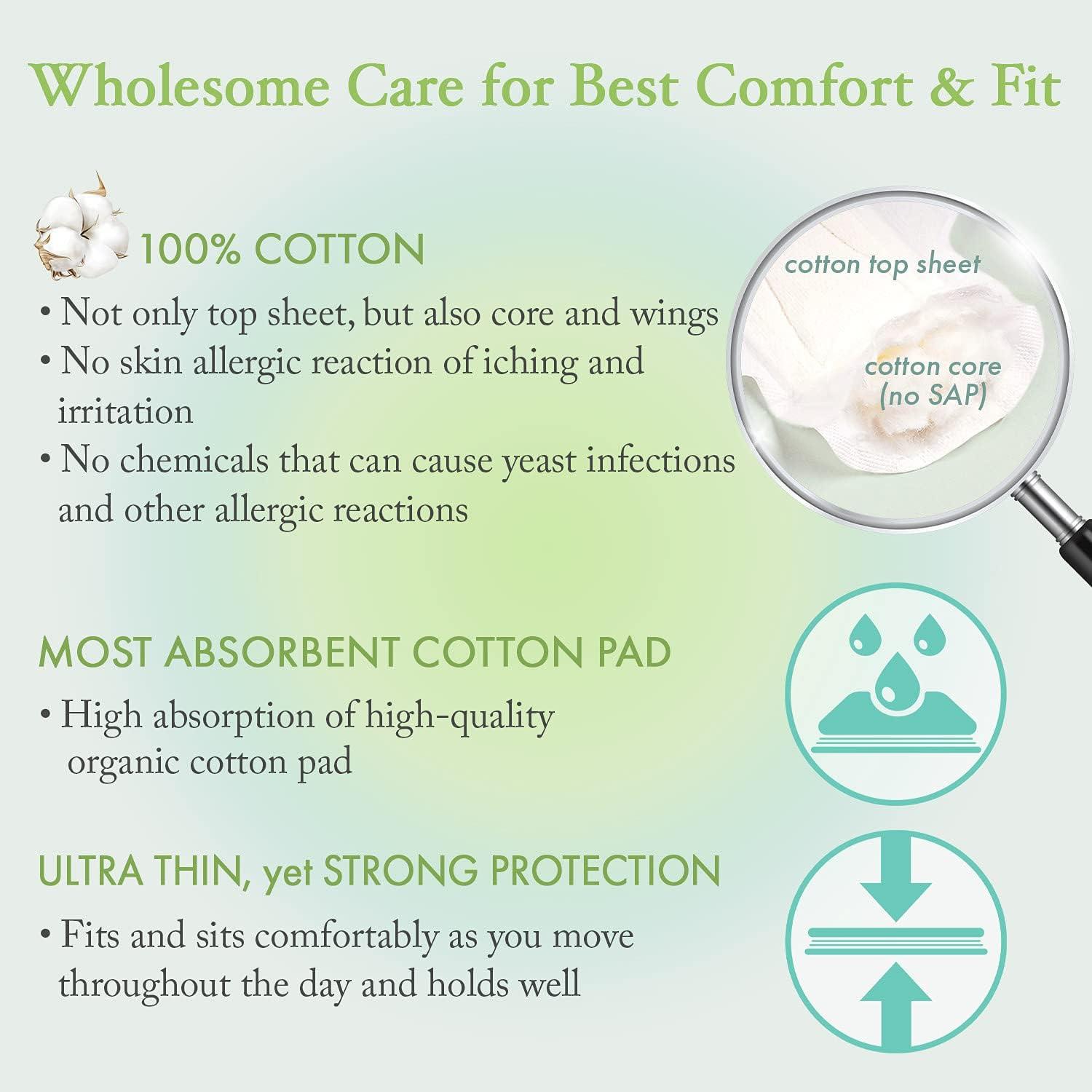 Livlit Ultra Thin Panty Liners Sanitary Pads, 100 Certified Organic