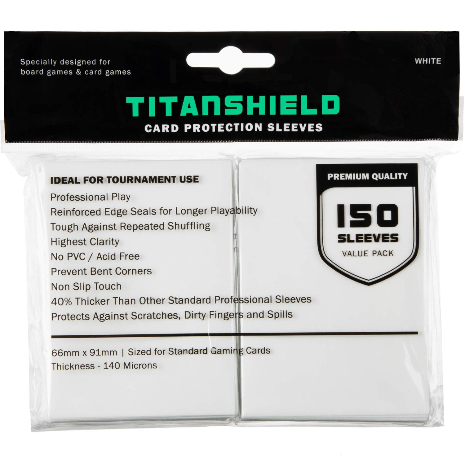TitanShield 150 White Standard Size Board Game Trading Card Sleeves Deck Protector for MTG Baseball Collection Dropmix | Buy Now with Express International Delivery | GoSupps.com TitanShield 150 White Standard Size Board Game Trading Card Sleeves Deck Protector for MTG Baseball Collection Dropmix | Buy Now with Express International Delivery | GoSupps.com
