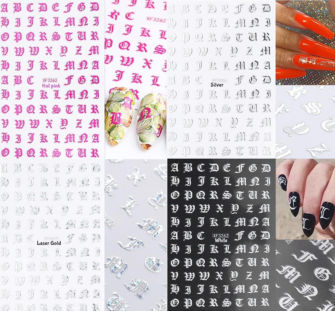 WG719-720 new nail stickers antique color English letter nail