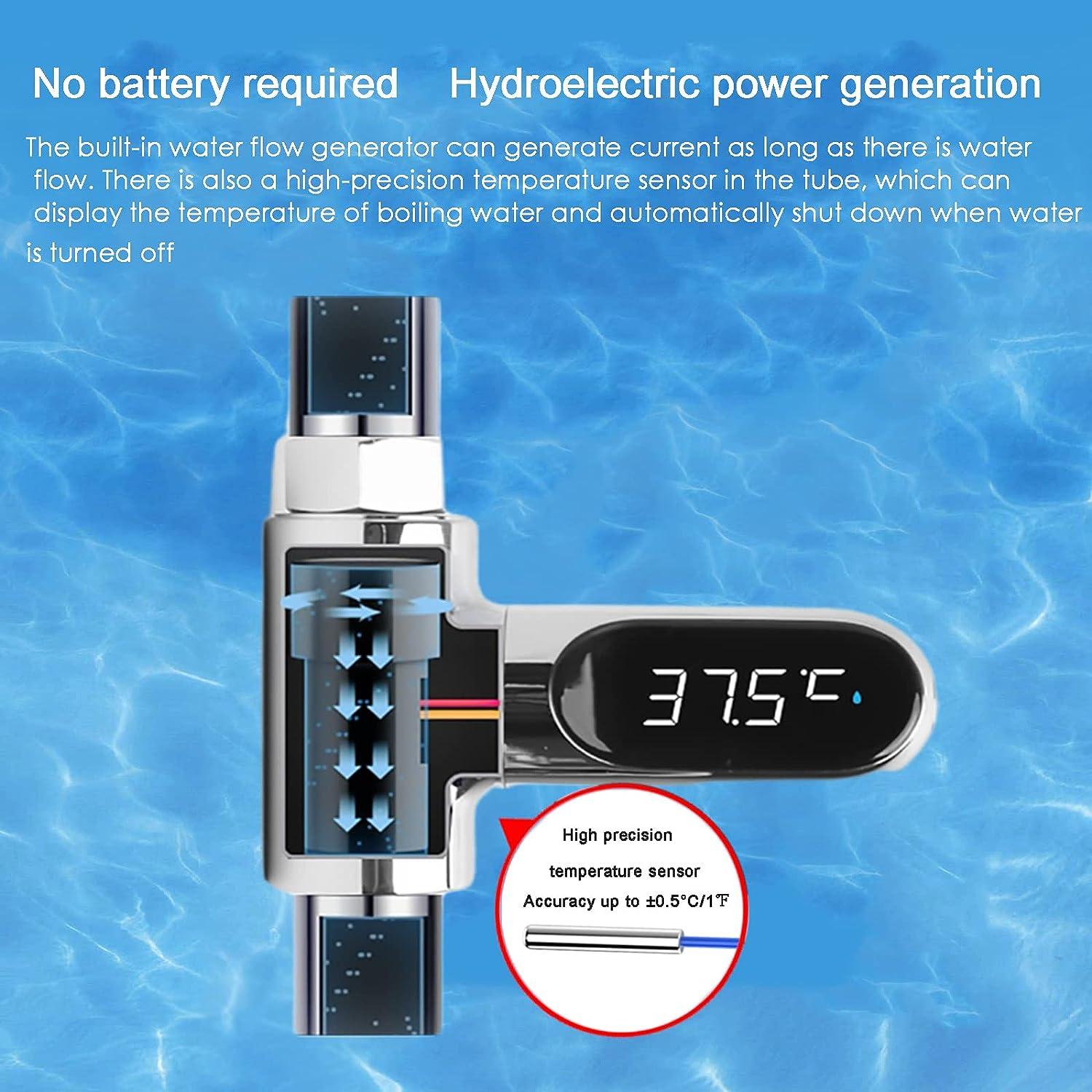 Faucet Shower Thermometer LED Digital Display Water Temperature Meter  Self-powered Water Thermometer Monitor for Bathroom Shower