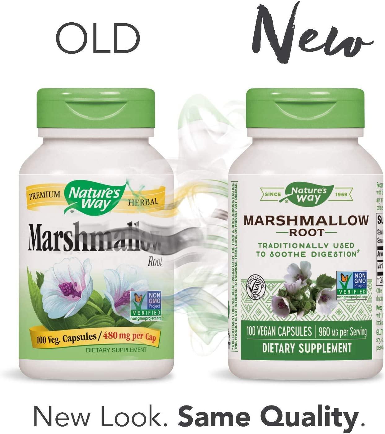 Nature's Way Marshmallow Root 960 mg 100 Vegan Capsules for Digestive
