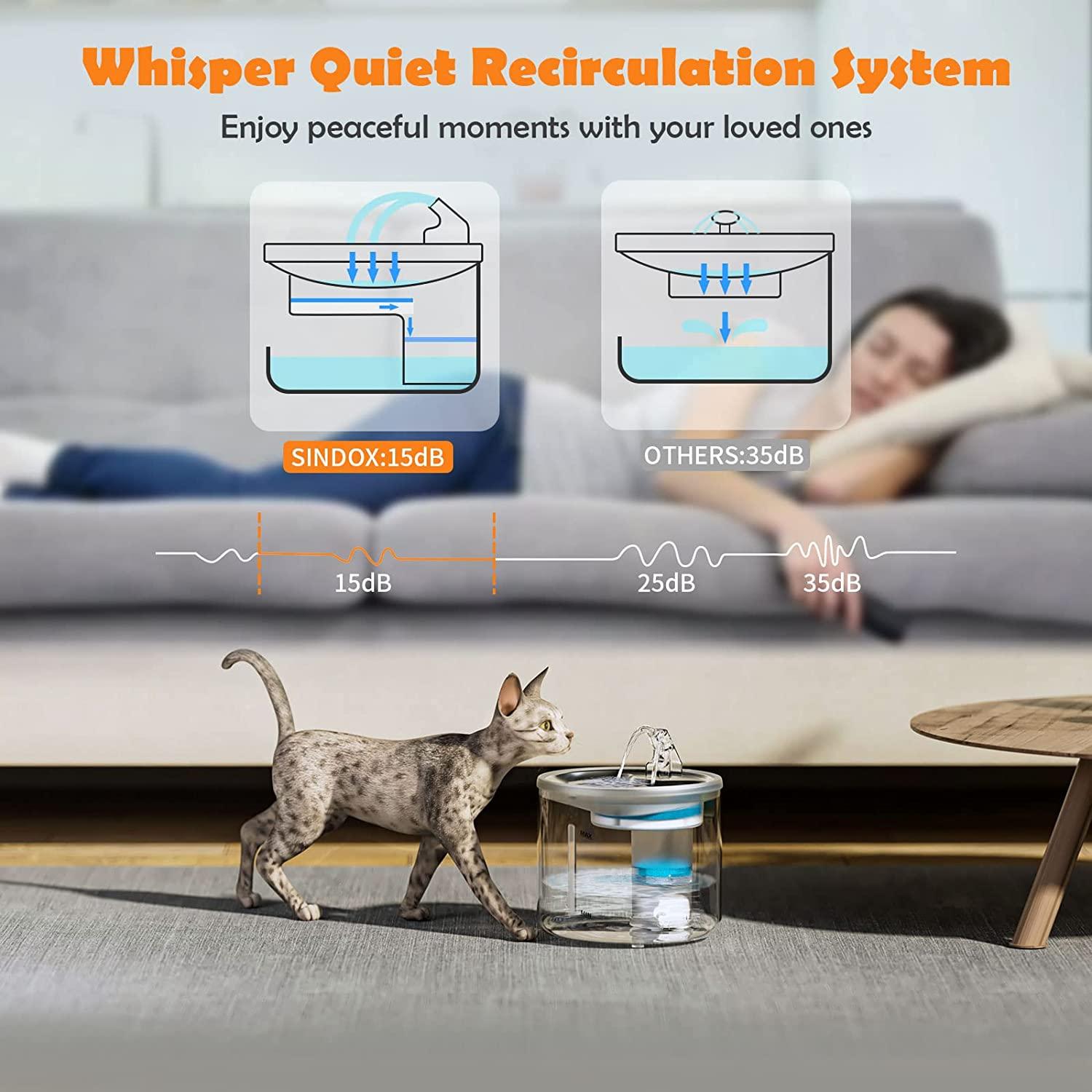 Cat Water Fountain Stainless Steel SINDOX Dog Water Bowl