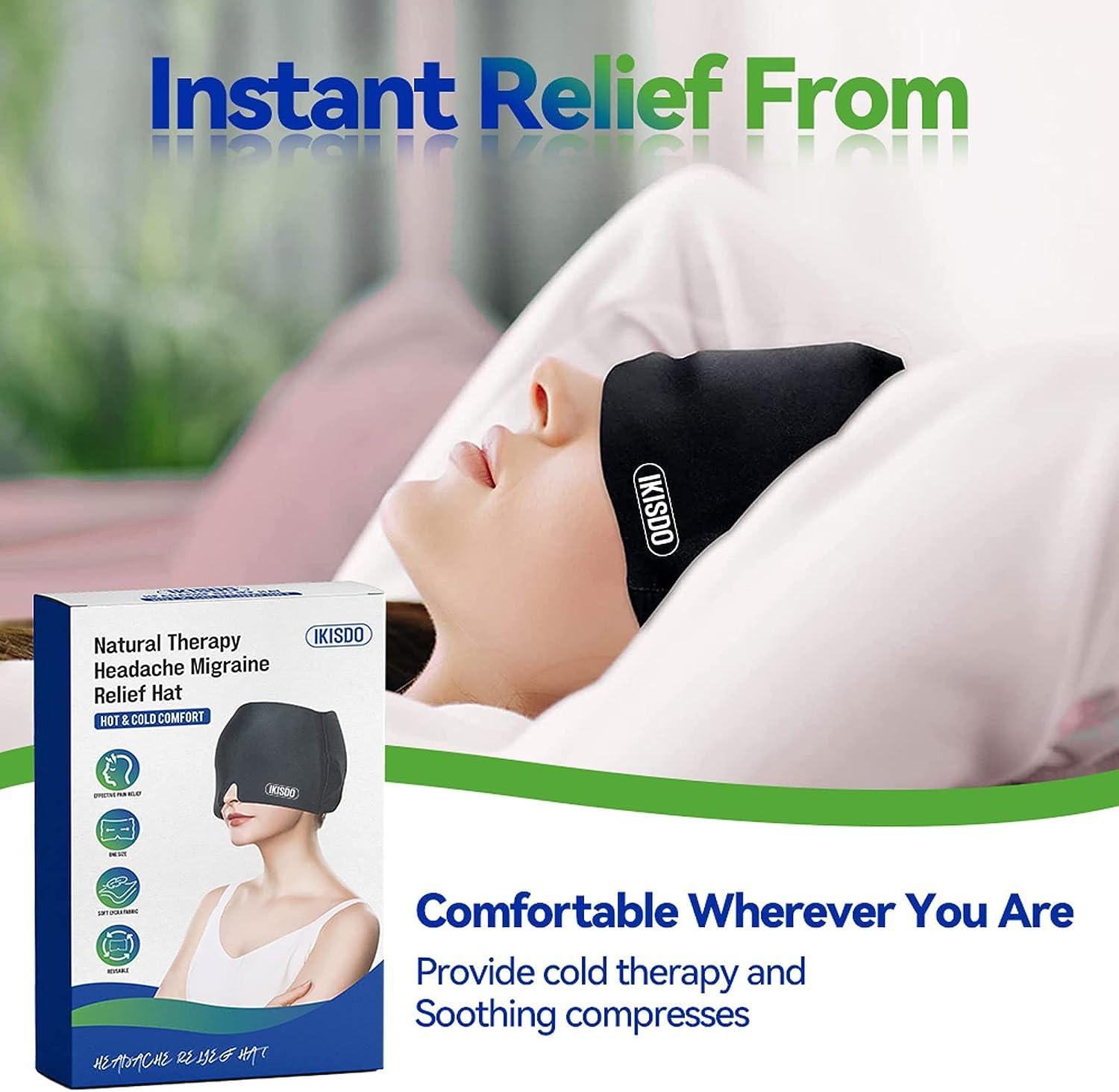 Migraine Relief Cap Advanced Headache Hat for Cold Therapy, Puffy Eyes, Sinus & Stress Relief