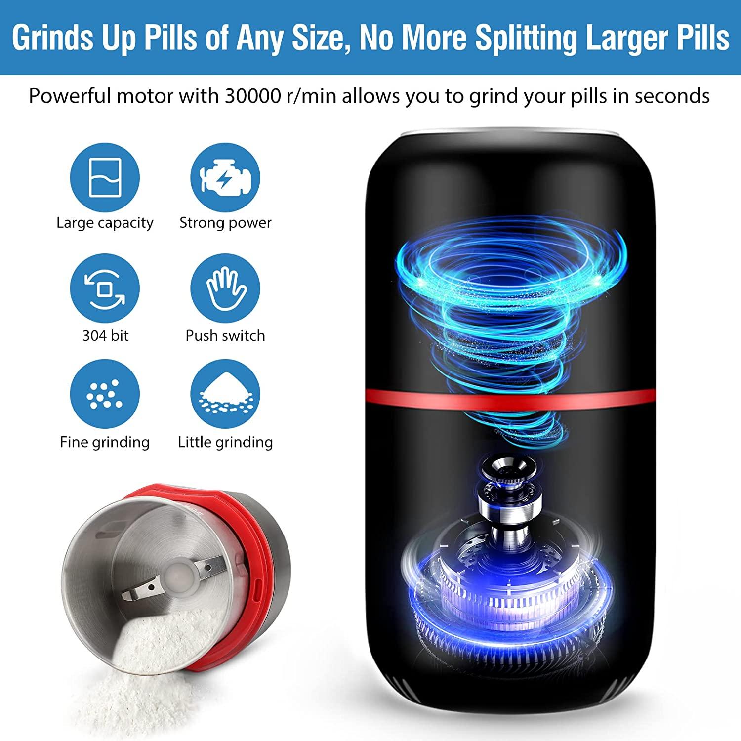 Electric Pill Crusher Grinder for Small or Large Pills Medication