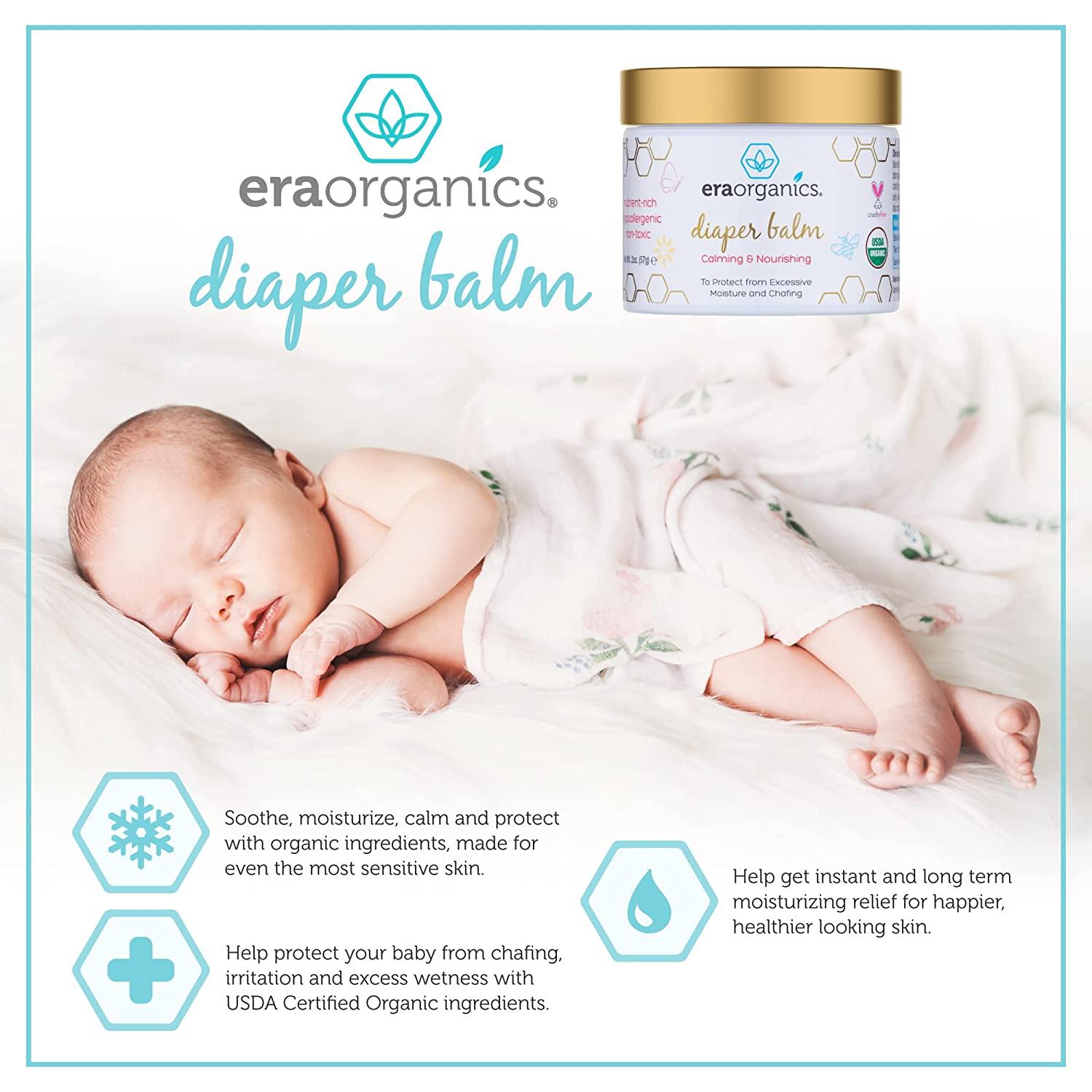 Era Organics Baby Diaper Rash Balm USDA Organic Moisturizing, Soothing