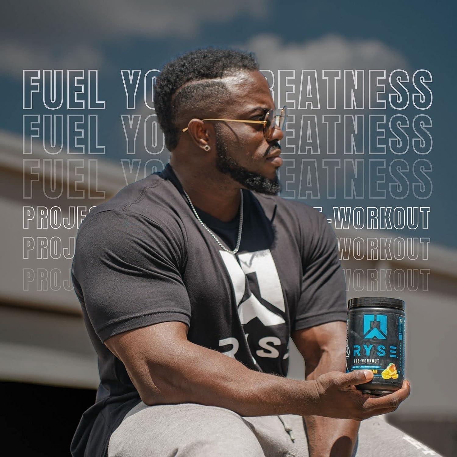 Ryse Project Blackout Pre Workout Pump Energy & Strength with Caffeine, Vitacholine, Nitrates