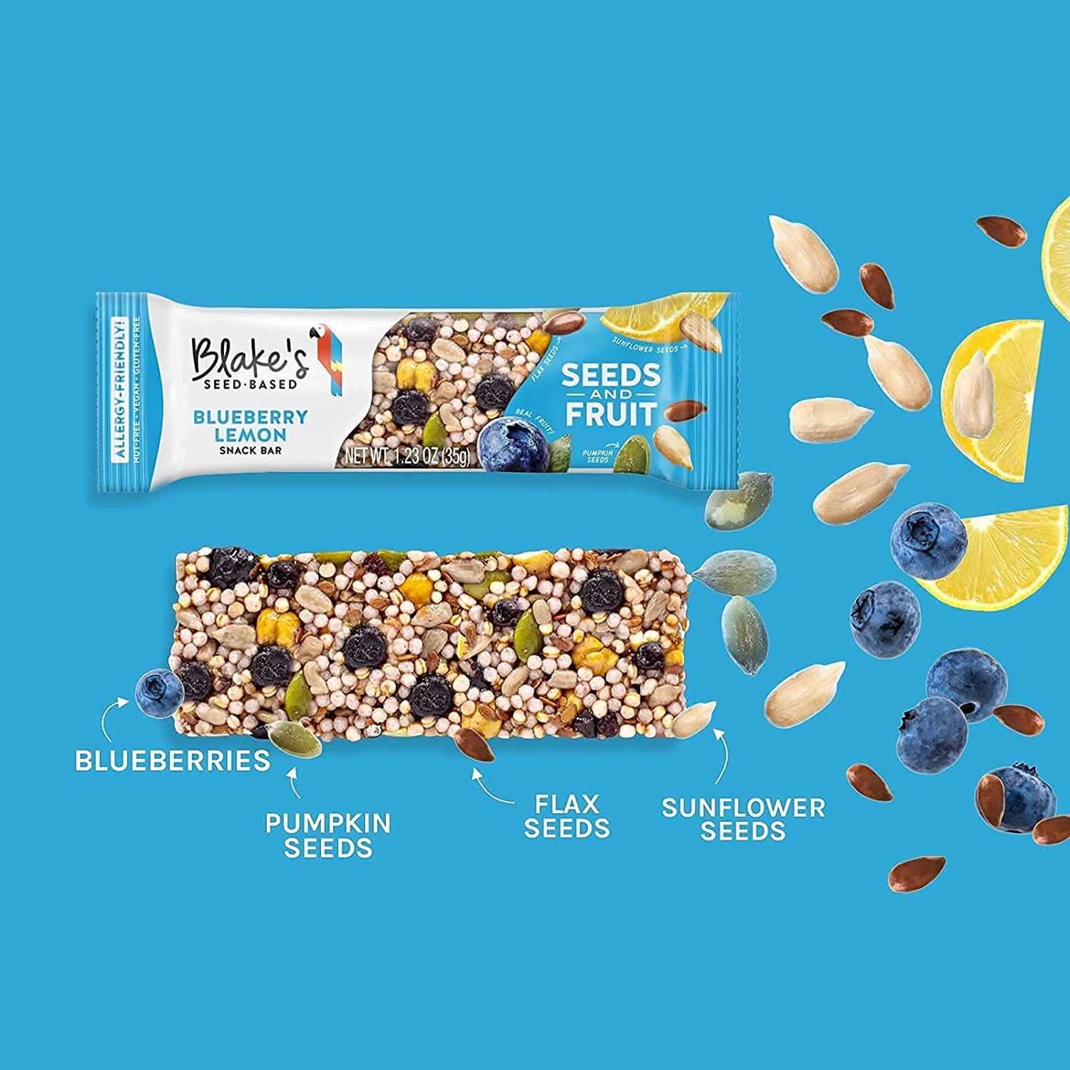 Blake’s Seed Based Snack Bar Blueberry Lemon (12 Bars), Nut Free