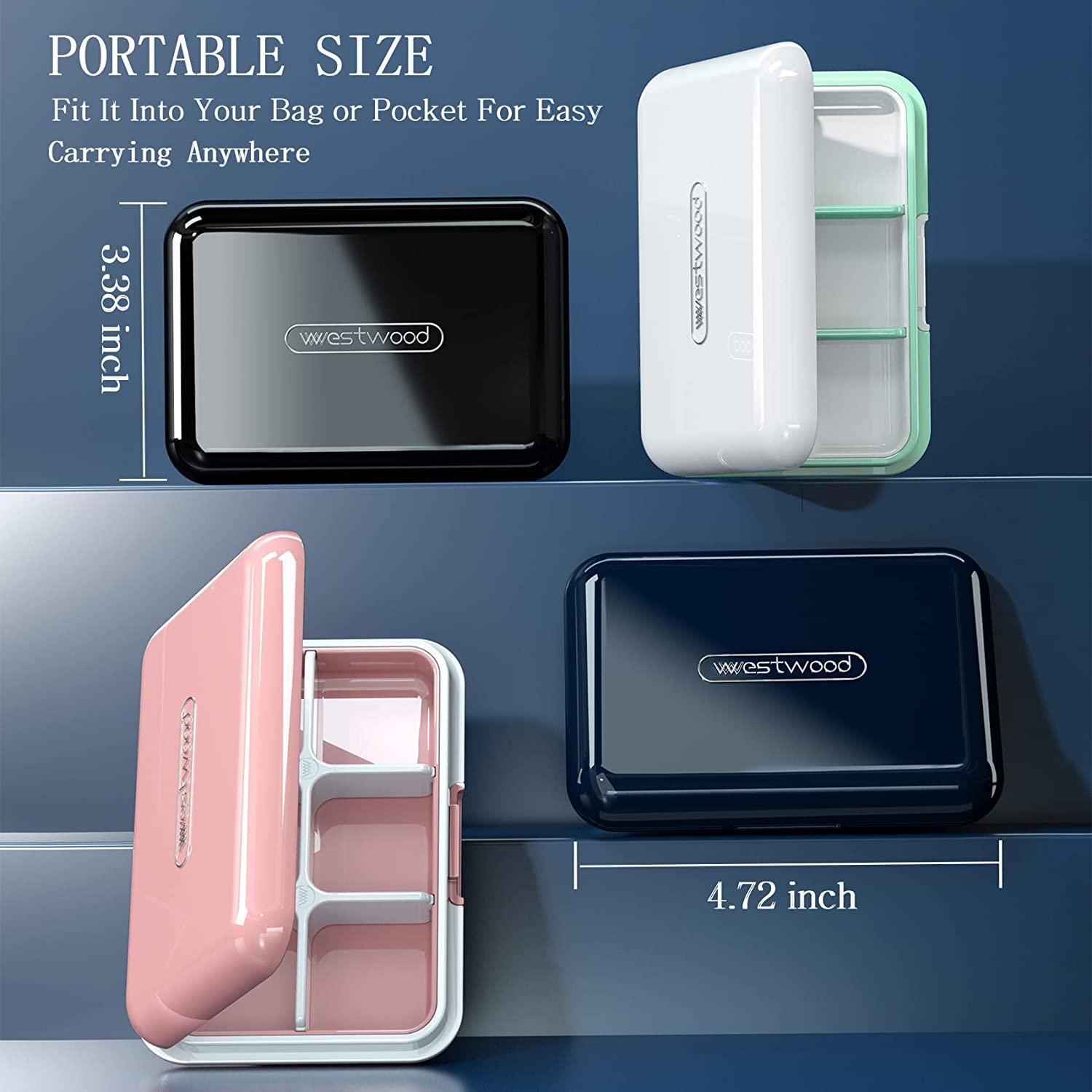 DUBSTAR Travel Pill Organizer Moisture Waterproof Small Pill Box for Pocket  Purse 6 Compartments Portable Pill Case Medicine Vitamin Holder Container  ,Black