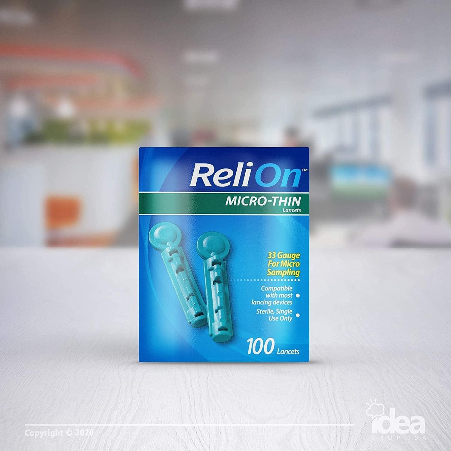 ReliOn MicroThin Lancets 100 Ct 33 Gauge for Micro Sampling Bundle