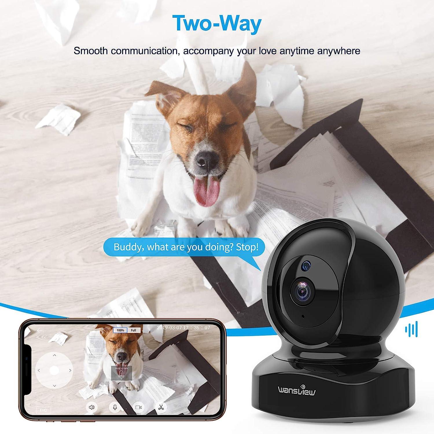 wansview Wireless Security Camera, IP Camera 2K, WiFi Home Indoor Camera  for Baby/Pet/Nanny, 2 Way Audio Night Vision, Works with Alexa, with TF  Card Slot and Cloud Black