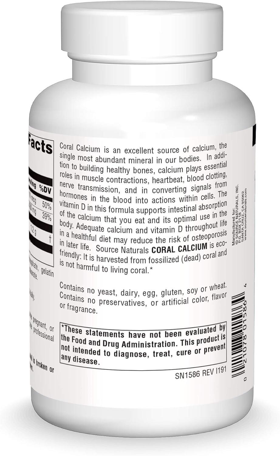 Source Naturals Coral Calcium 600mg 240 Capsules 240 Count (Pack of 1)