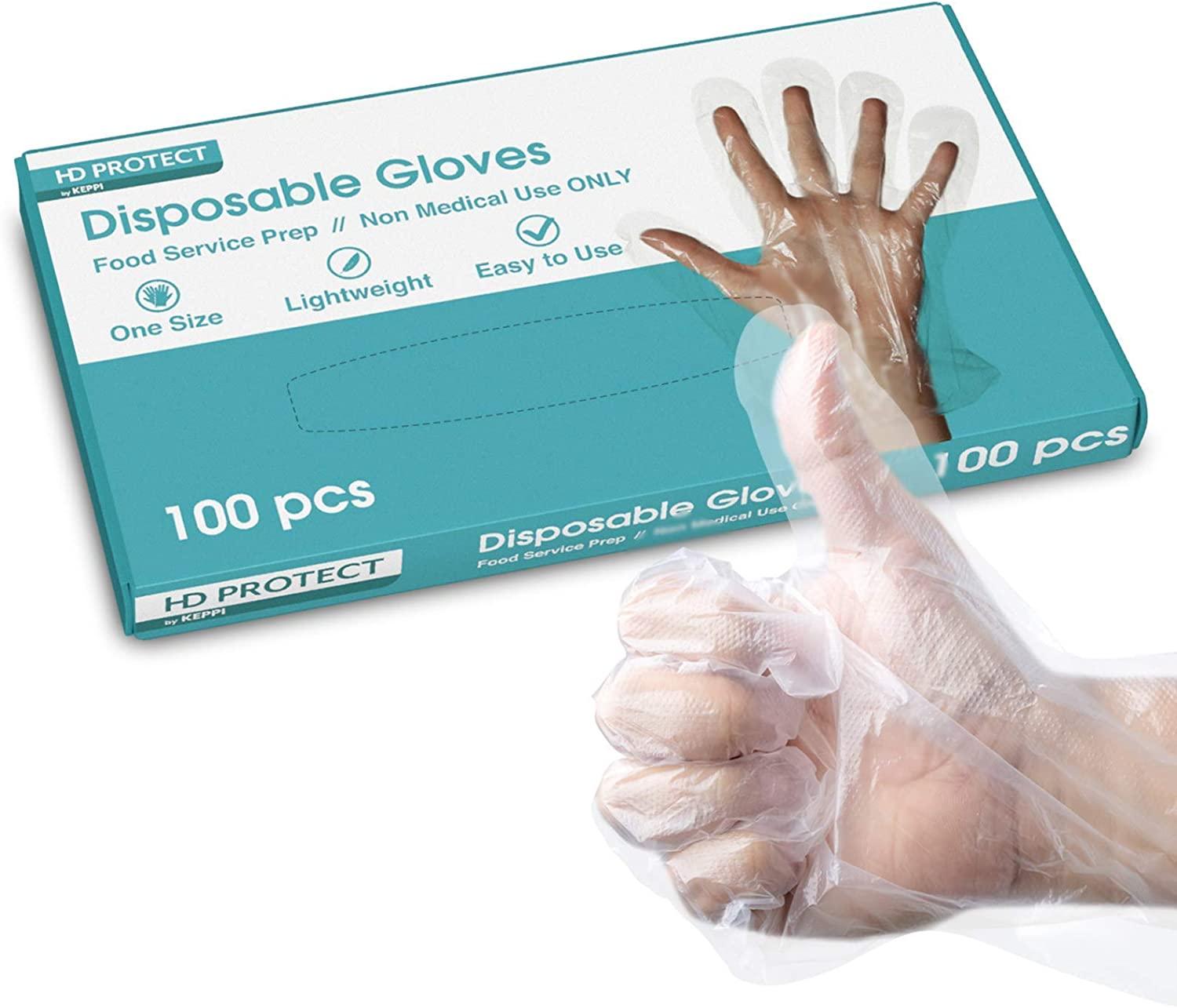 100 Pack Disposable Plastic Gloves for Food Prep and Cleaning Bulk Transparent Gloves for Food