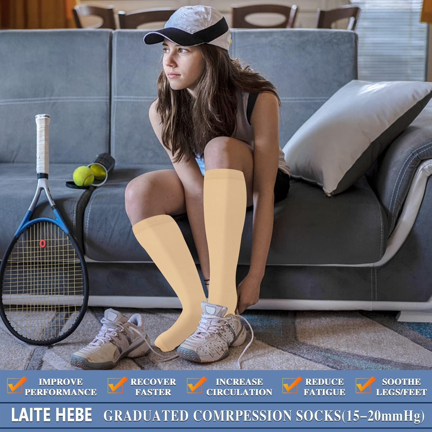 Laite Hebe Compression Socks for Women & Men Circulation(6 pairs)-Graduated  Supports Socks for Running, Athletic Sports