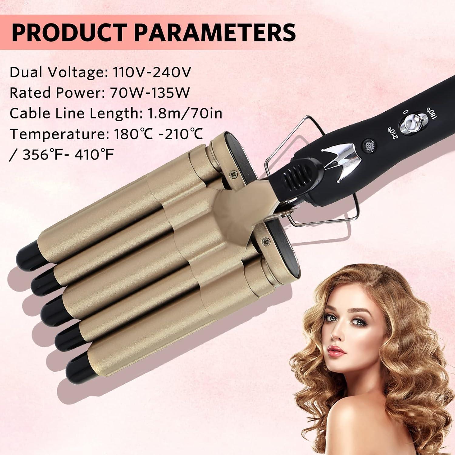 Hair Crimper Iron Barrel Curling Iron Wand Inch Ceramic