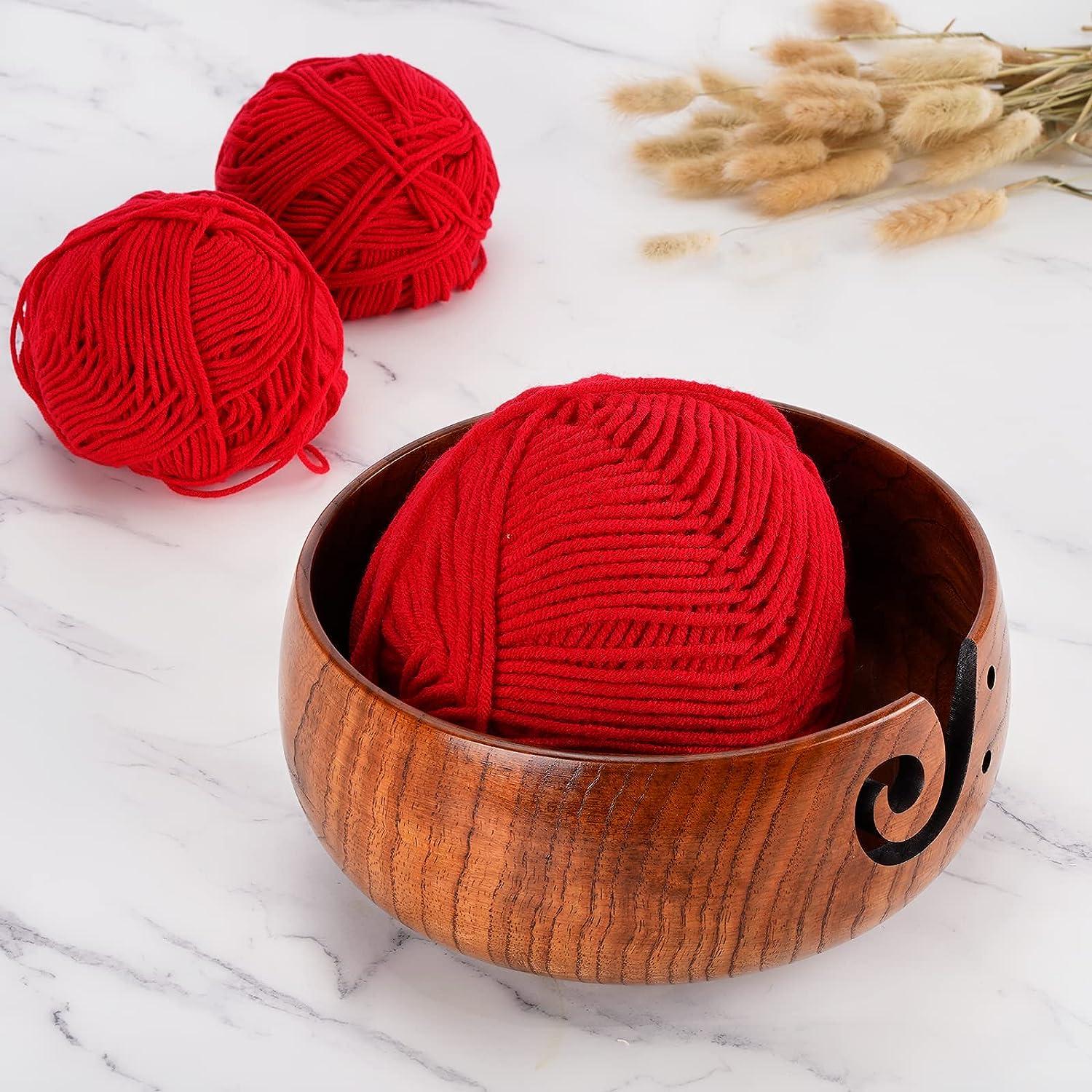 Yarn Bowl Wooden, Large Handmade Yarn Holder for Crocheting