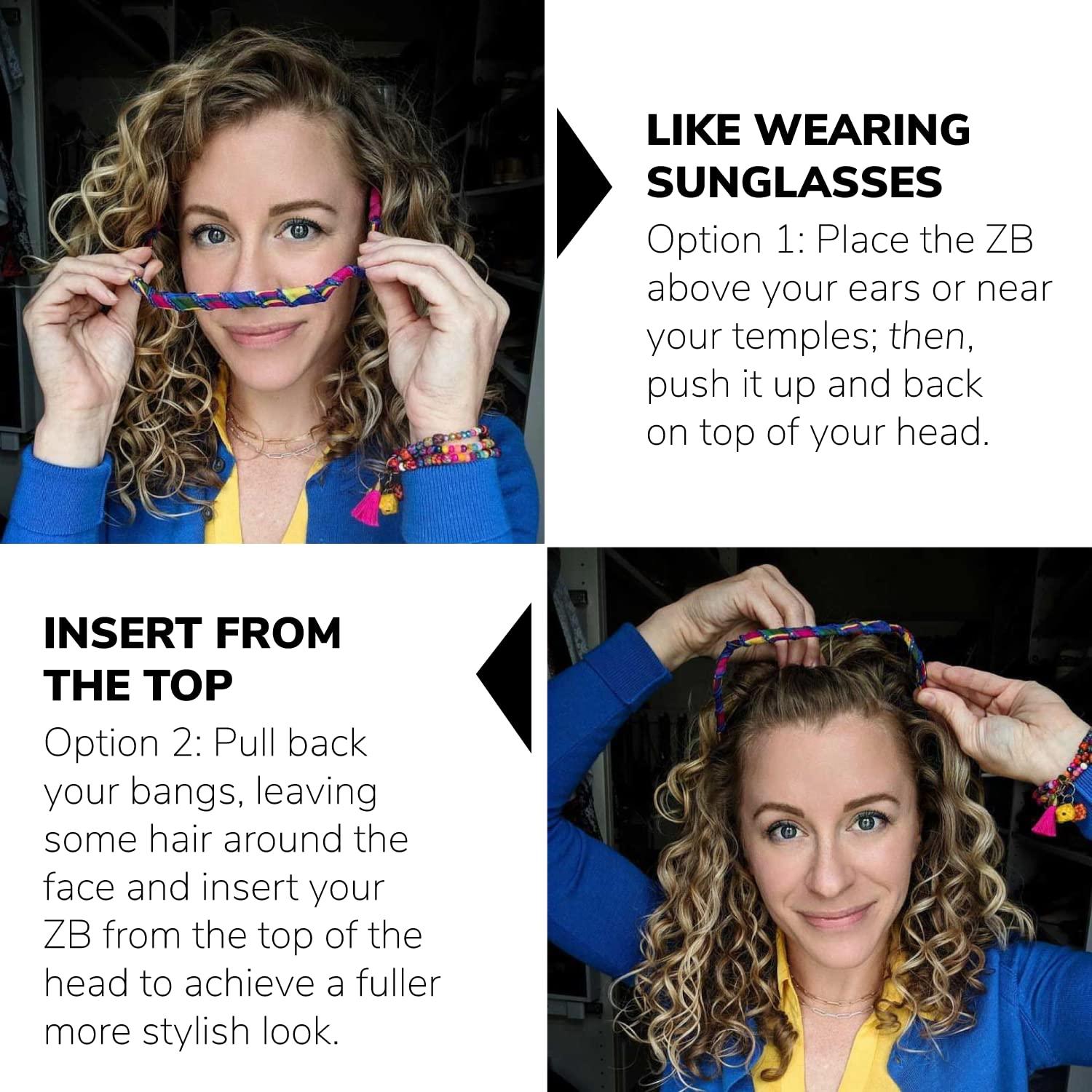 Zazzy Bandz Curly Thick Hair Headband 2Pack Original Fit + Slim