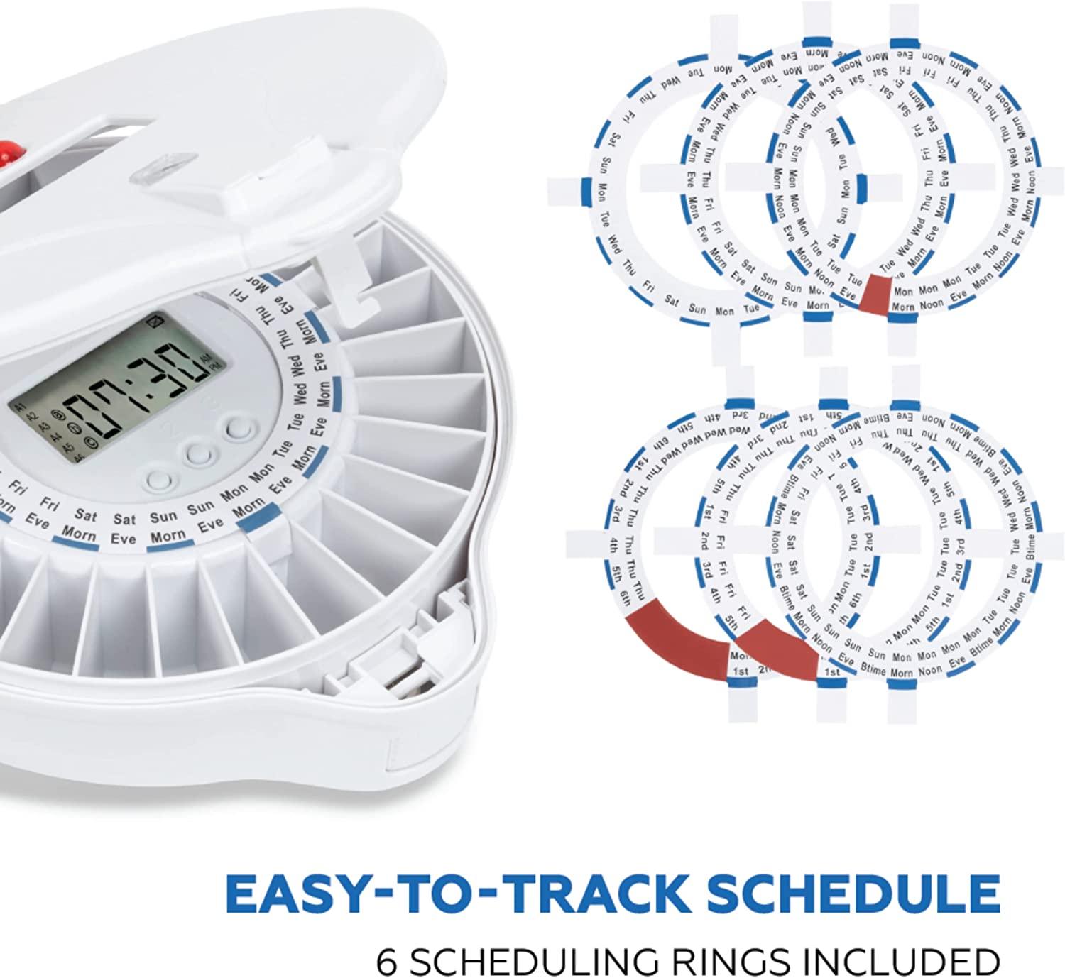 MedELert Premium Locking Automatic Pill Dispenser XL Solid White Lid