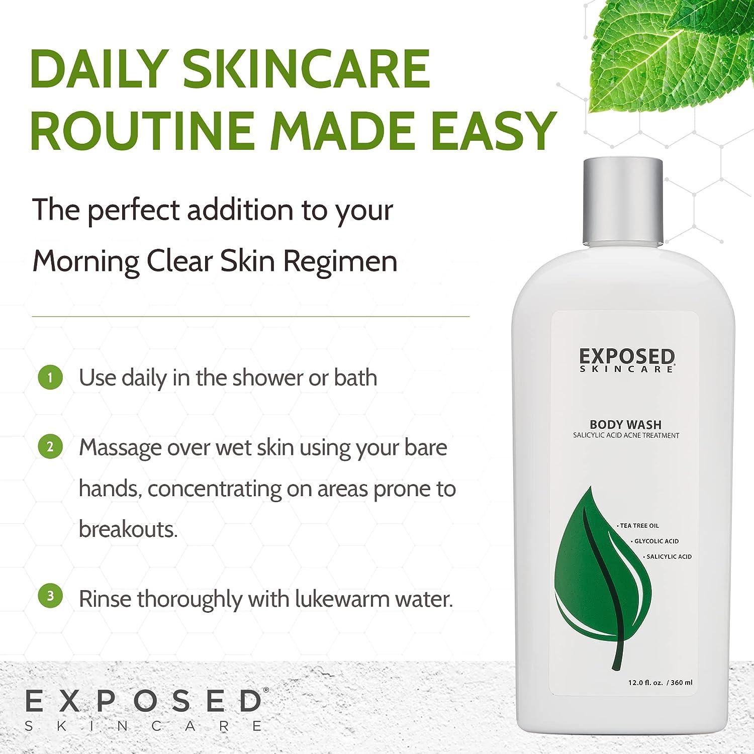 Exposed Skin Care Back and Body Acne Wash Exfoliating Wash to Clean and