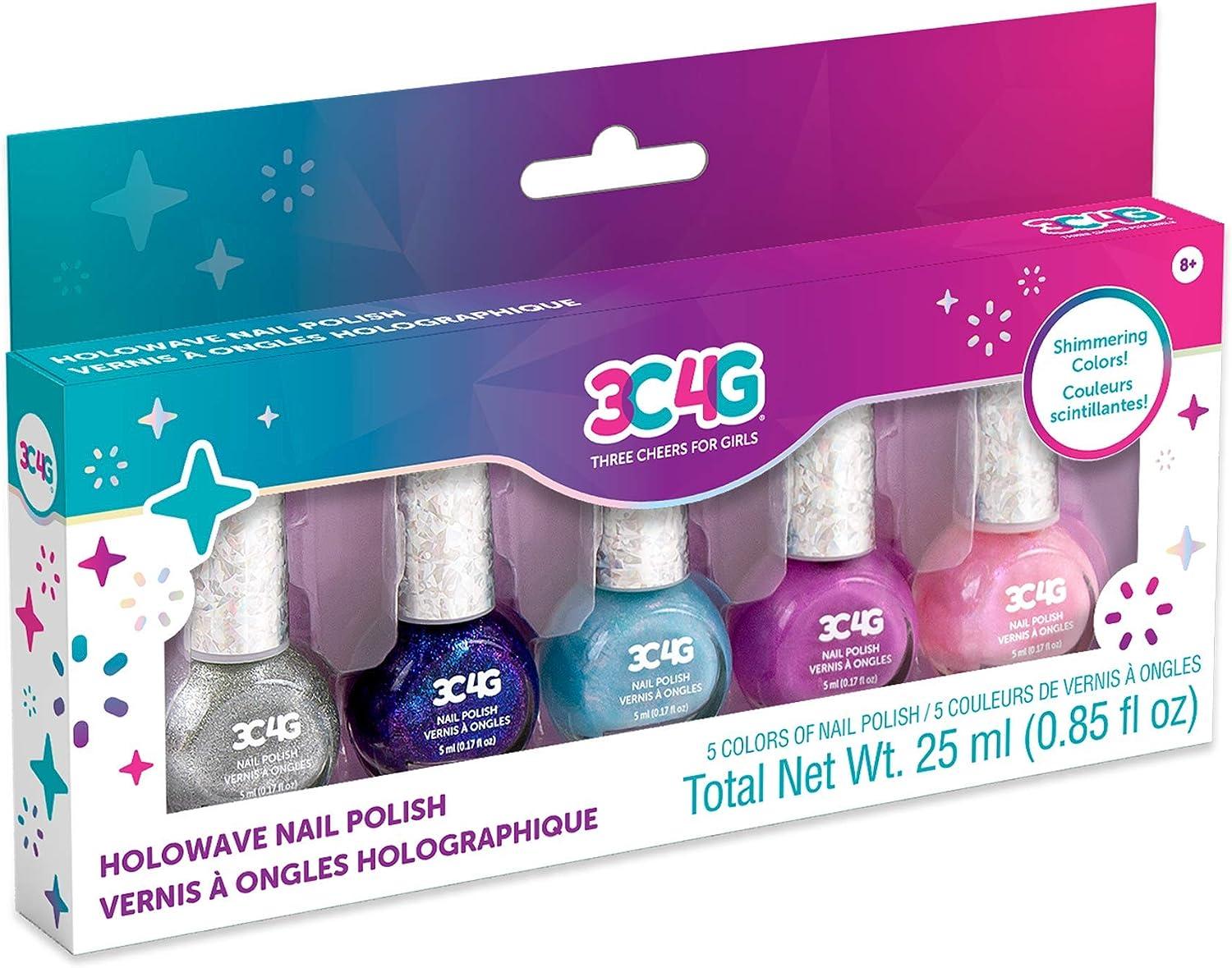 3C4G: Butterfly Glitter Nail Polish Set - 5 Bottles, Make It Real, Tweens &  Girls, Non-Toxic Long-Lasting Polish, Fluttering Shades, Pinks Blue &  Silver, Three Cheers For Girls, Kids Ages 8+ -