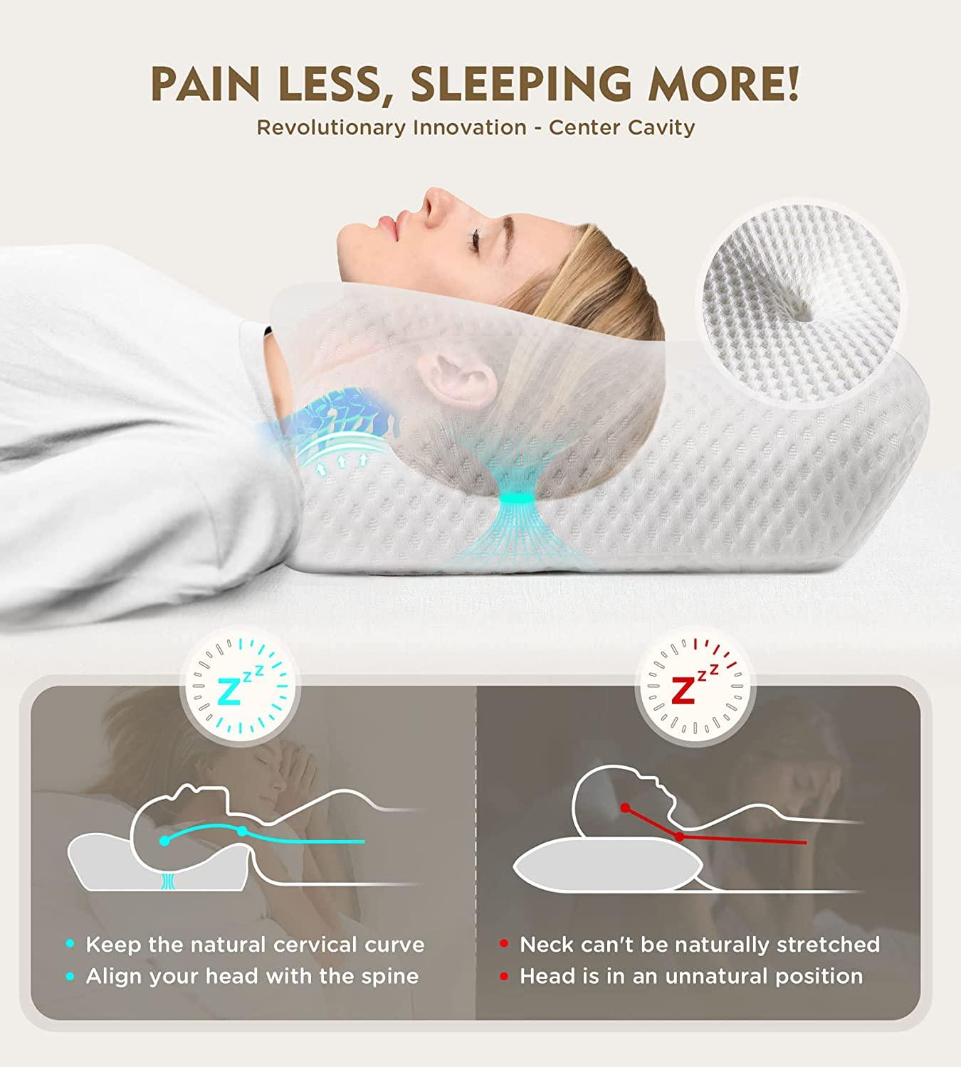 Memory Foam Pillow For Sleeping, Cervical Support Pillow For Neck