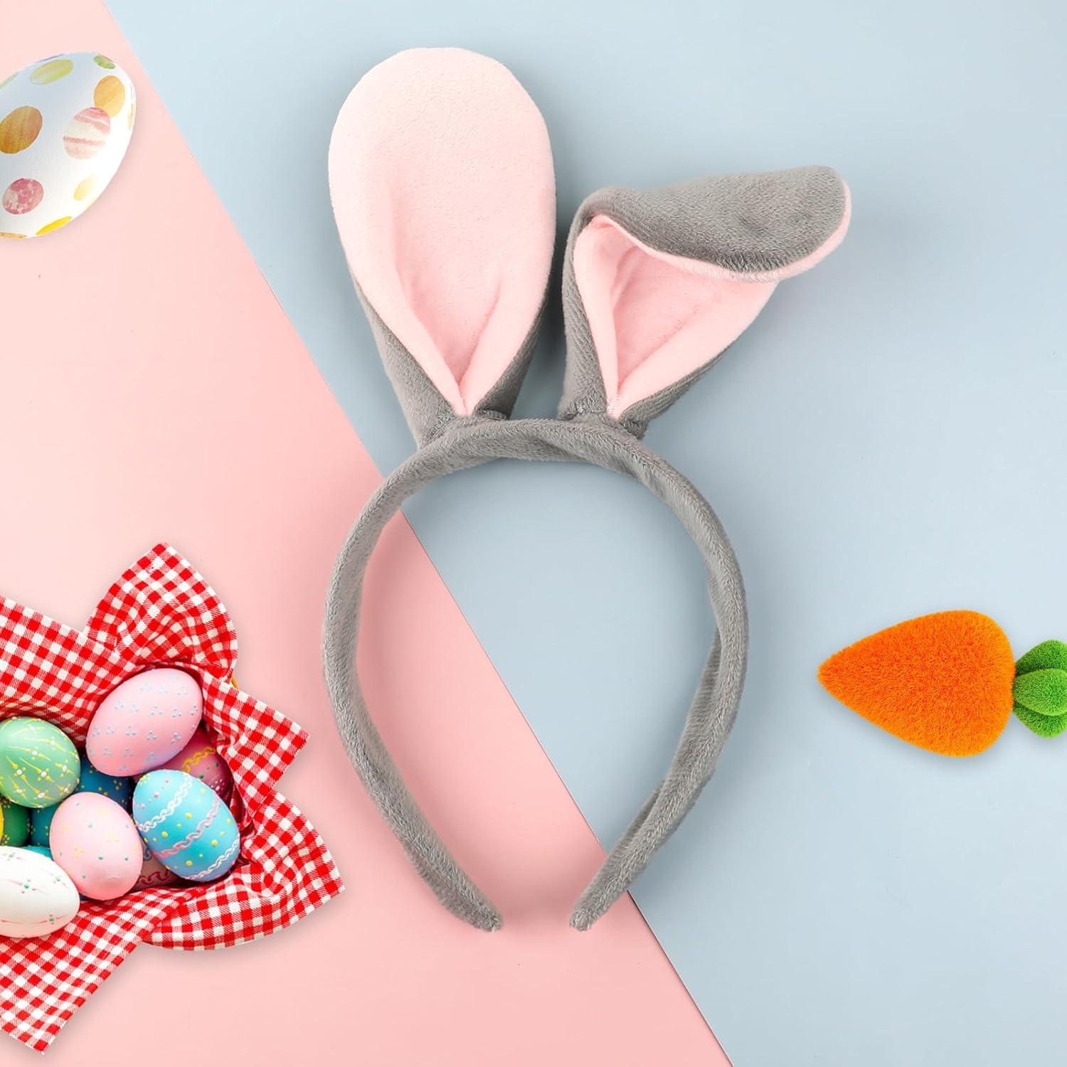 Plush Rabbit Ear Hairband HONMEET Plush Bunny Ears Hairband Soft Fleece Fabric Oreille De Lapin Costume