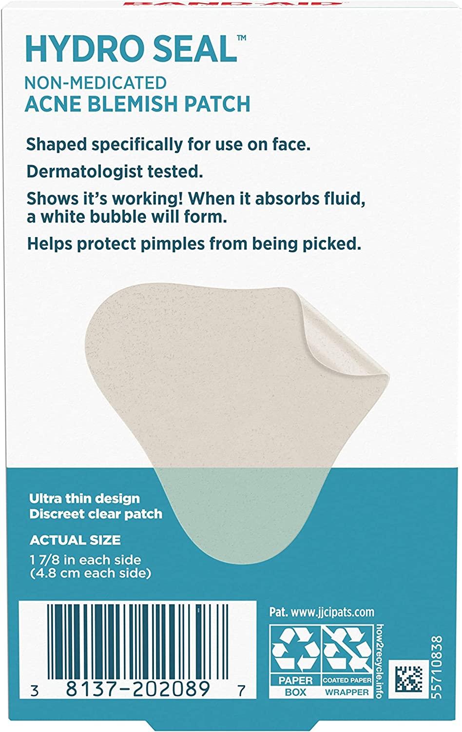 BandAid Brand Hydro Seal Acne Patches for Face, NonMedicated Acne
