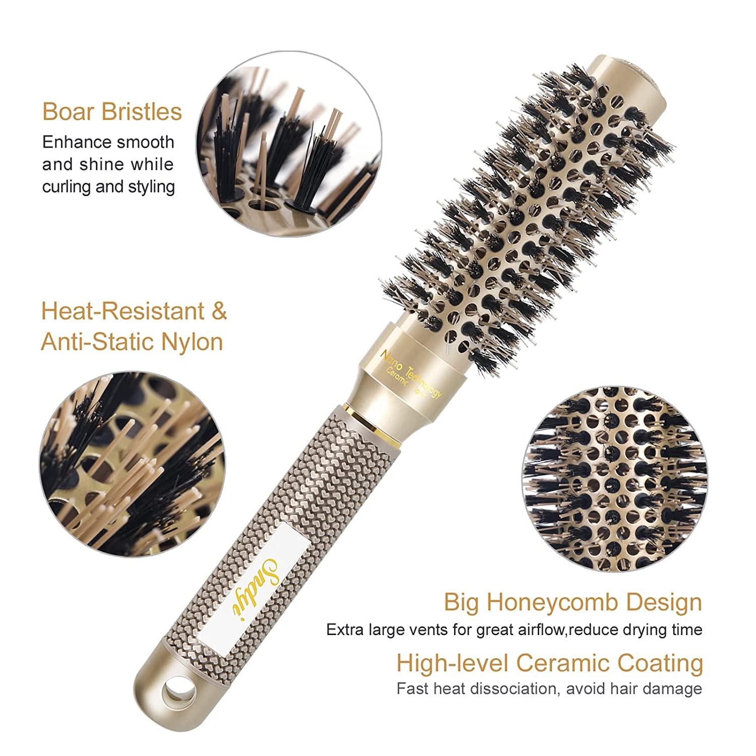 Large Round Brush for Blow Drying with Natural Boar Bristle, Nano Thermal  Ceramic and Ionic for Styling , Healthy Hair and Extra Volume (2,1 Inch)