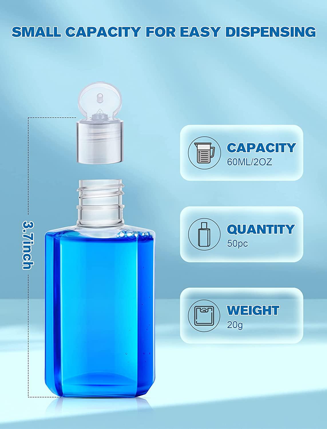 50 Pack 60ml Empty Plastic Travel Bottles Refillable FlipTop