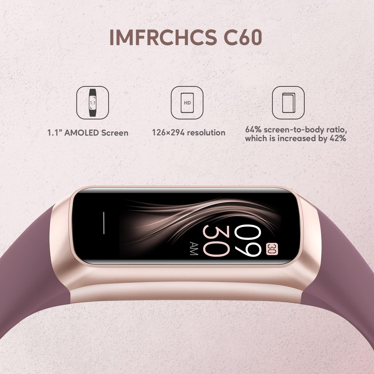 IMFRCHCS Fitness Tracker Activity Tracker with 1.1 AMOLED Color Display Smart  Watch, 24/7Heart Rate Monitor, Indoor Outdoor Tracking, Sleep Monitor, 5  ATM Waterproof Step Counter Watch for Women Men Bordeaux