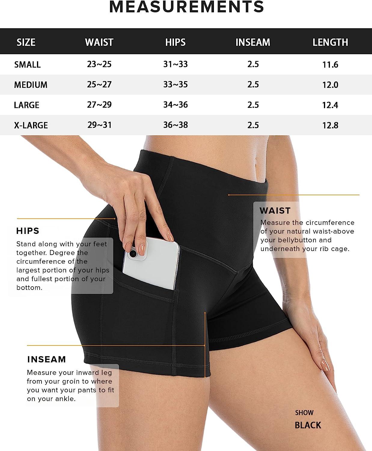 CHRLEISURE Spandex Yoga Shorts with Pockets for Women, High Waisted Workout Booty  Shorts 3in Black Medium