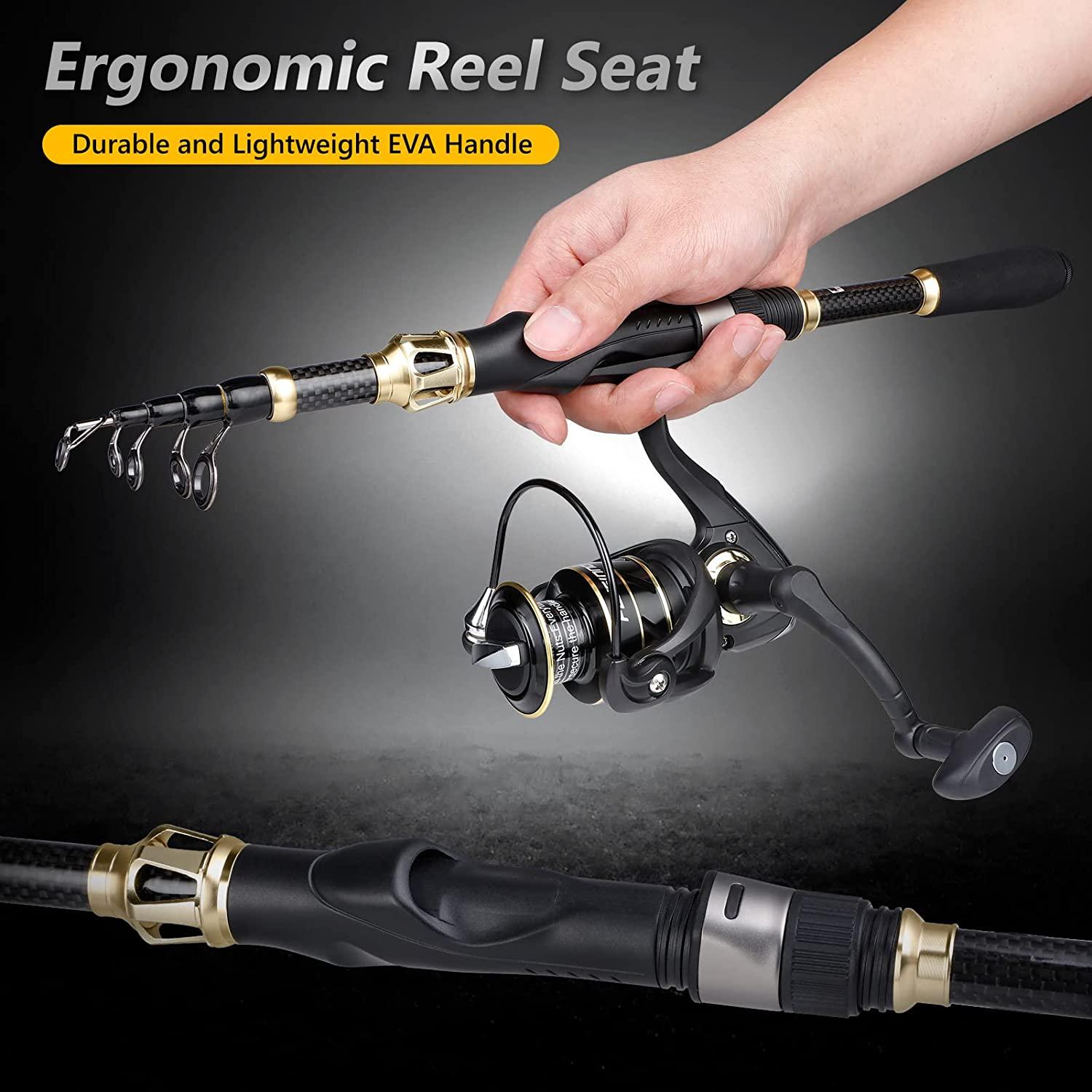 PLUSINNO Fishing Rod and Reel Combos Carbon Fiber Telescopic Fishing Rod  with Reel Combo Sea Saltwater Freshwater Kit Fishing Rod Kit : :  Sports, Fitness & Outdoors