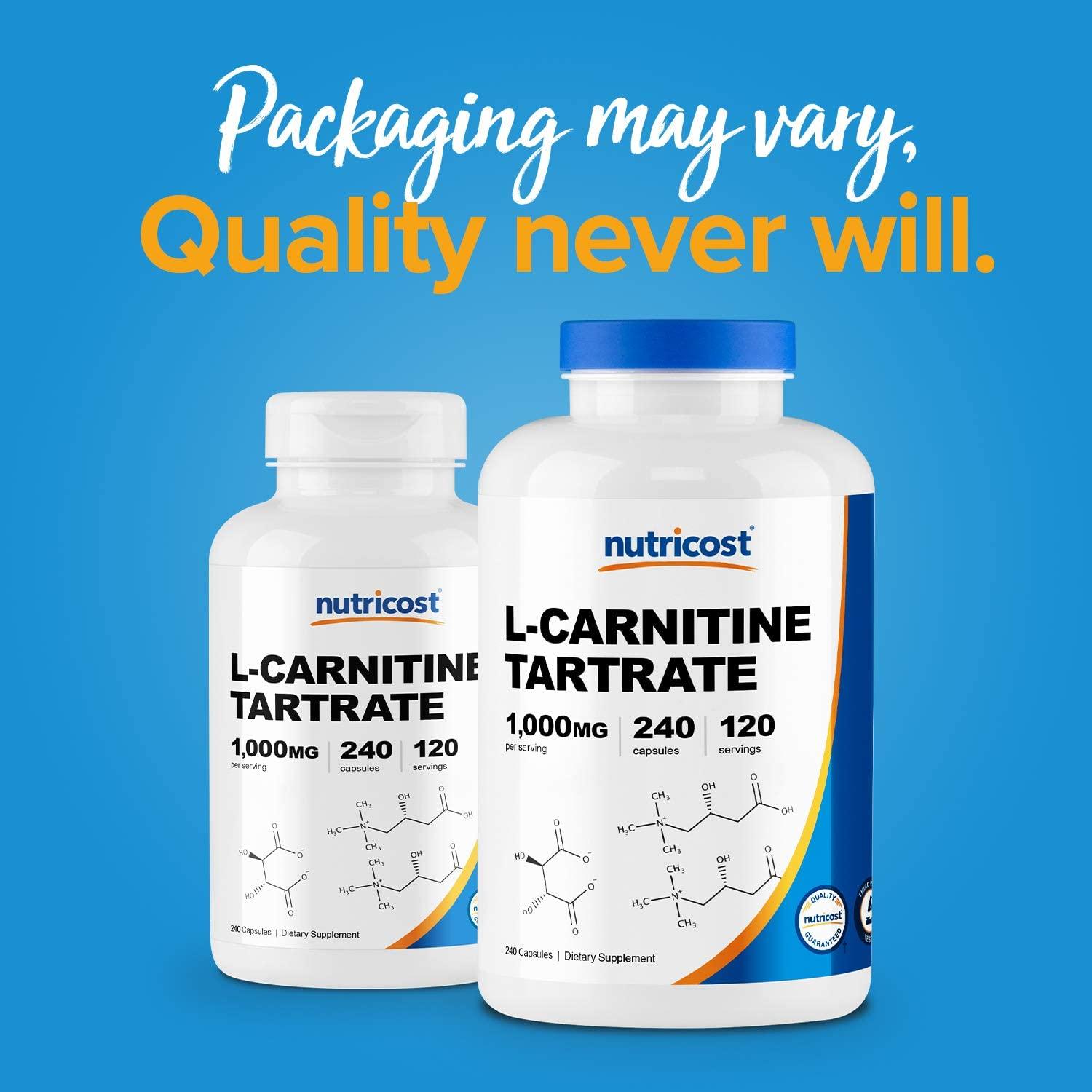 Nutricost L-Carnitine Tartrate 1000mg Capsules - 240 Count (Pack of 1) |  Buy Now with Express International Delivery