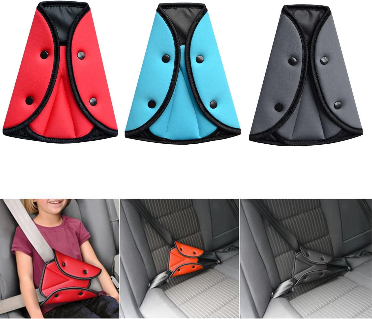 2Pcs Kids Car Seat Belt Adjuster Universal Seat Belt Safety Cover Harness Strap Adjuster Pad Shoulder Neck Triangle Positioner Seat Belt Adjustment Holder Adult Seat Belt Clip Safety Belt Protector