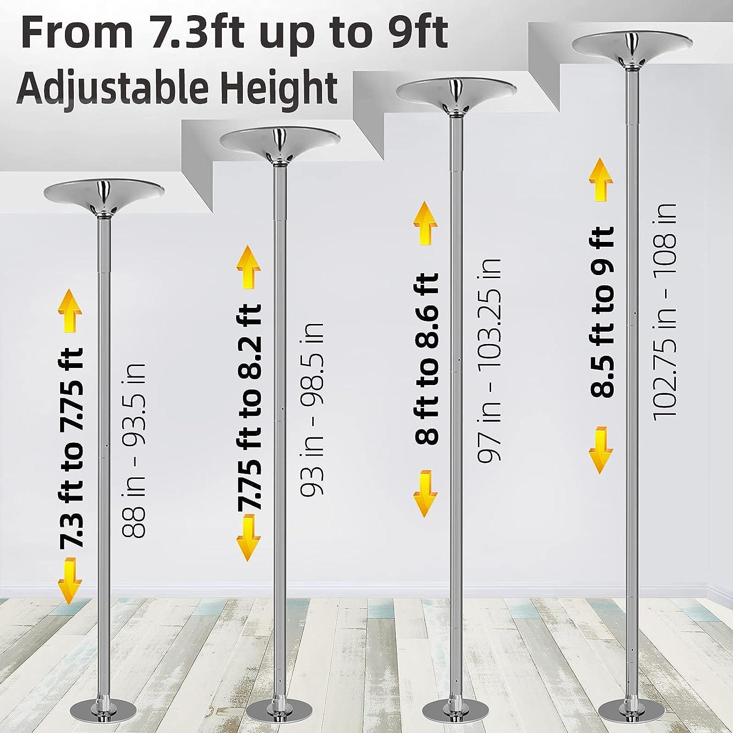 PRIOR FITNESS 125/250/500/1000mm Adjustable Pole for 45mm Dance Pole  Stainless Steel Accessories Tube to Connect Dancing Pole Titanium Adjust  Length Height 250mm Silver