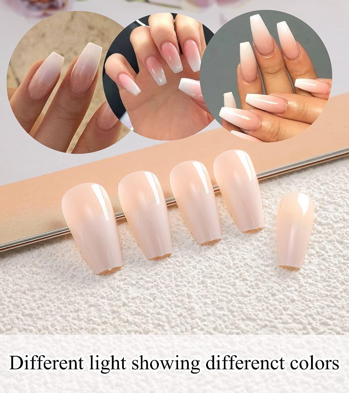  Coffin Press on Nails 3 Packs (72pcs) Fake Nail Glossy False  Nails with Designs French Summer Beach Nails Art Tips Sets Full Cover for  Press ons Finger Manicure for Women and