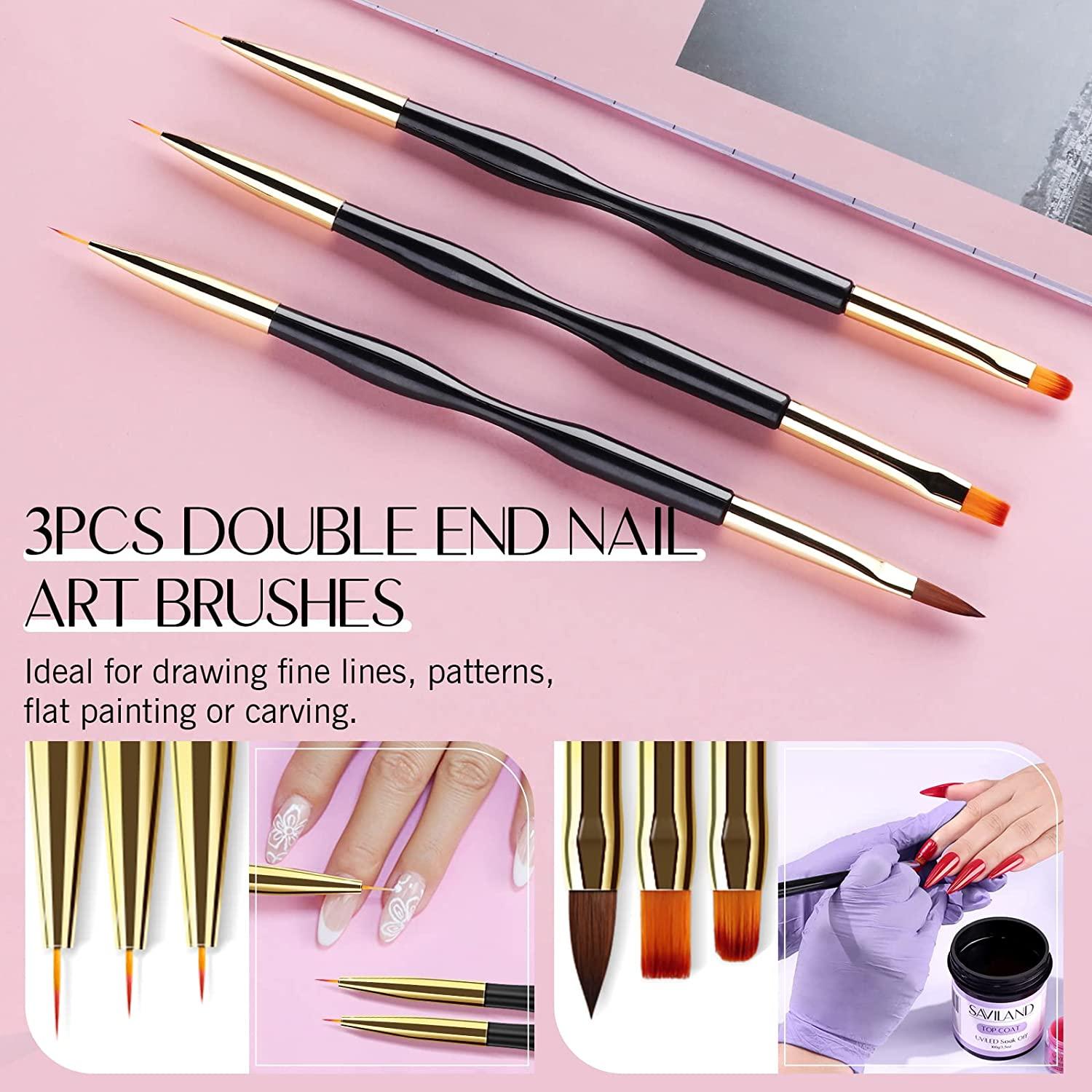 5PCs/Set Acrylic Nail Art UV Gel Carved Pen Brushes Nail Detail Brush Nail  Beauty Tools 