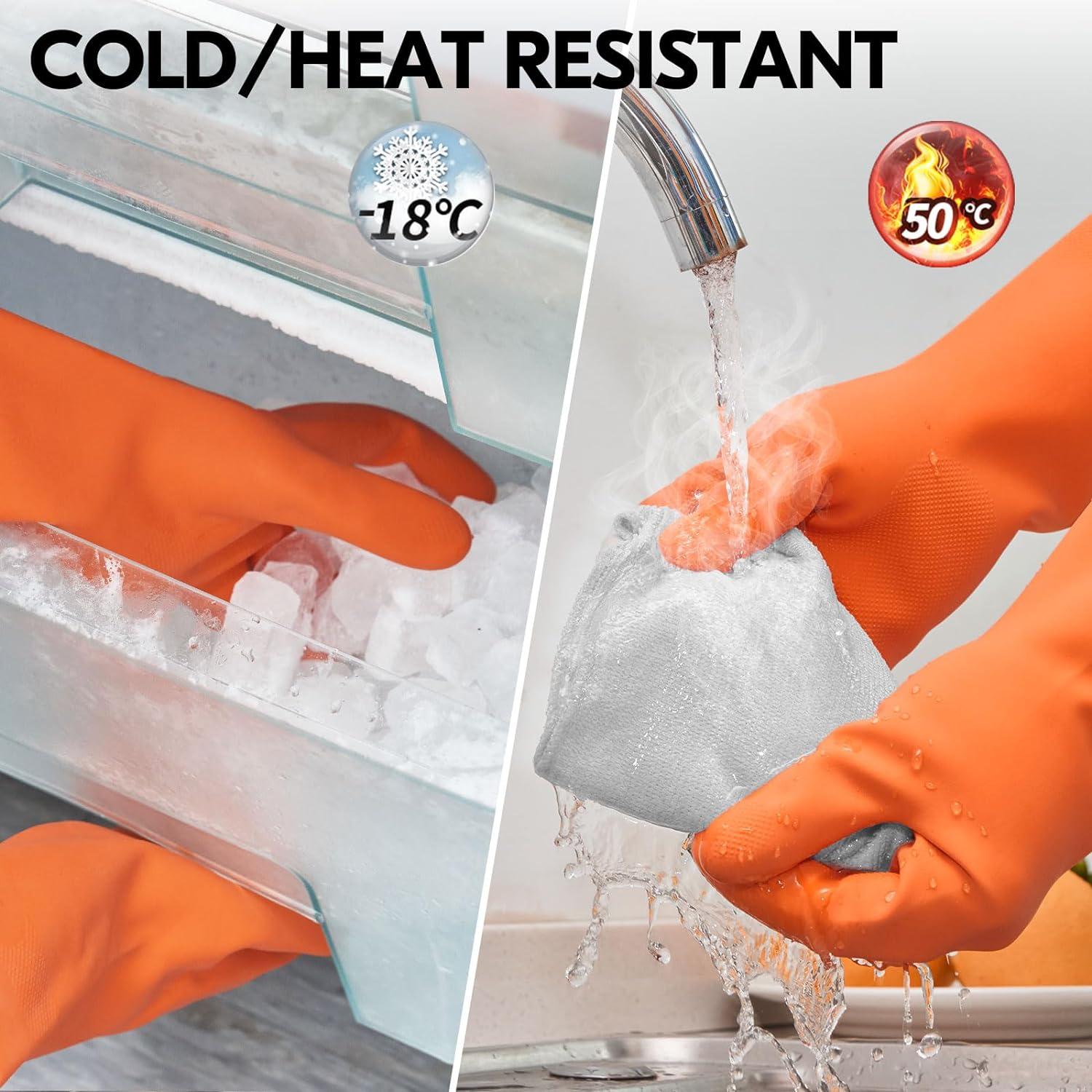 Vgo Household Gloves with Lining Reusable Rubber Cleaning Gloves