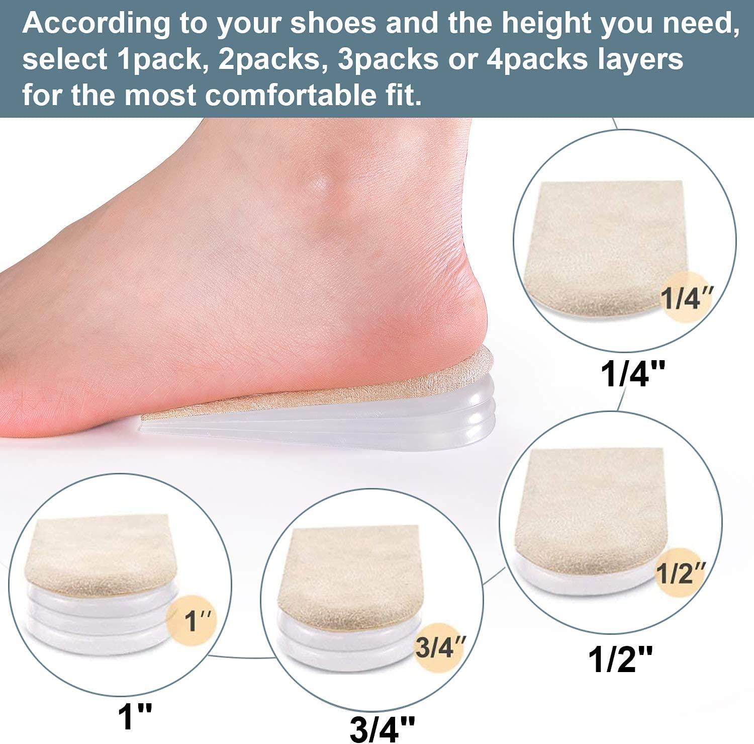Sumifun Heel Lift Inserts, 4Layer 1 Inch Gel Shoe Heels Inserts for