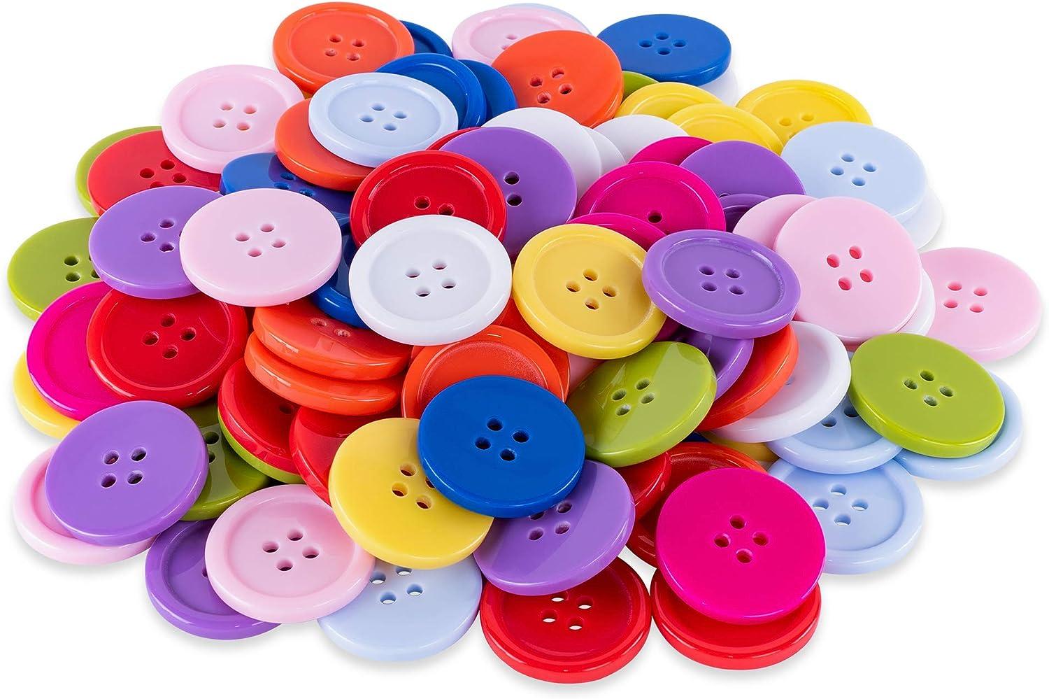 Assorted Buttons for Crafts and Sewing, Resin Flatback (20 Colors, 1 in,  200 Pieces)