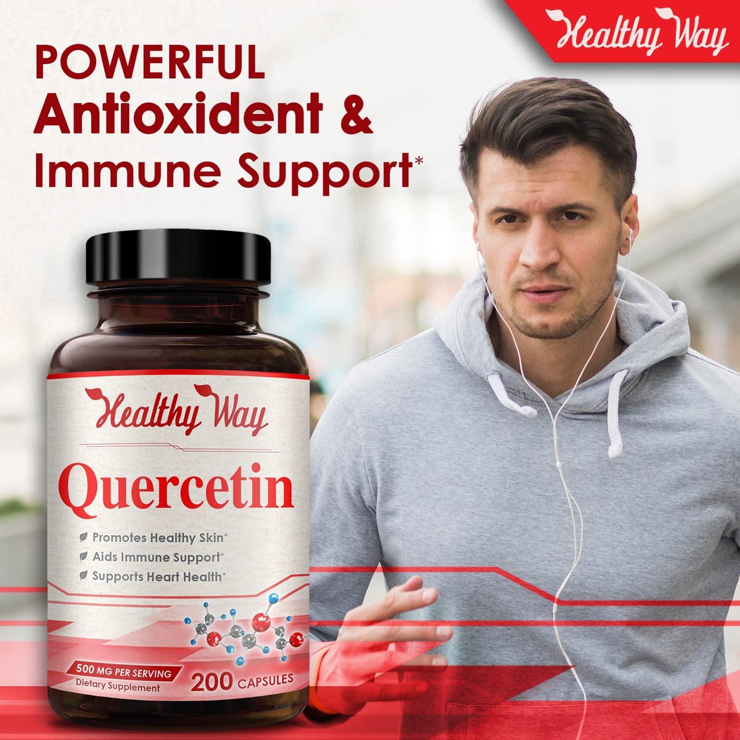 Healthy Way Pure Quercetin 500mg Supplement 200 Capsules Quercetin
