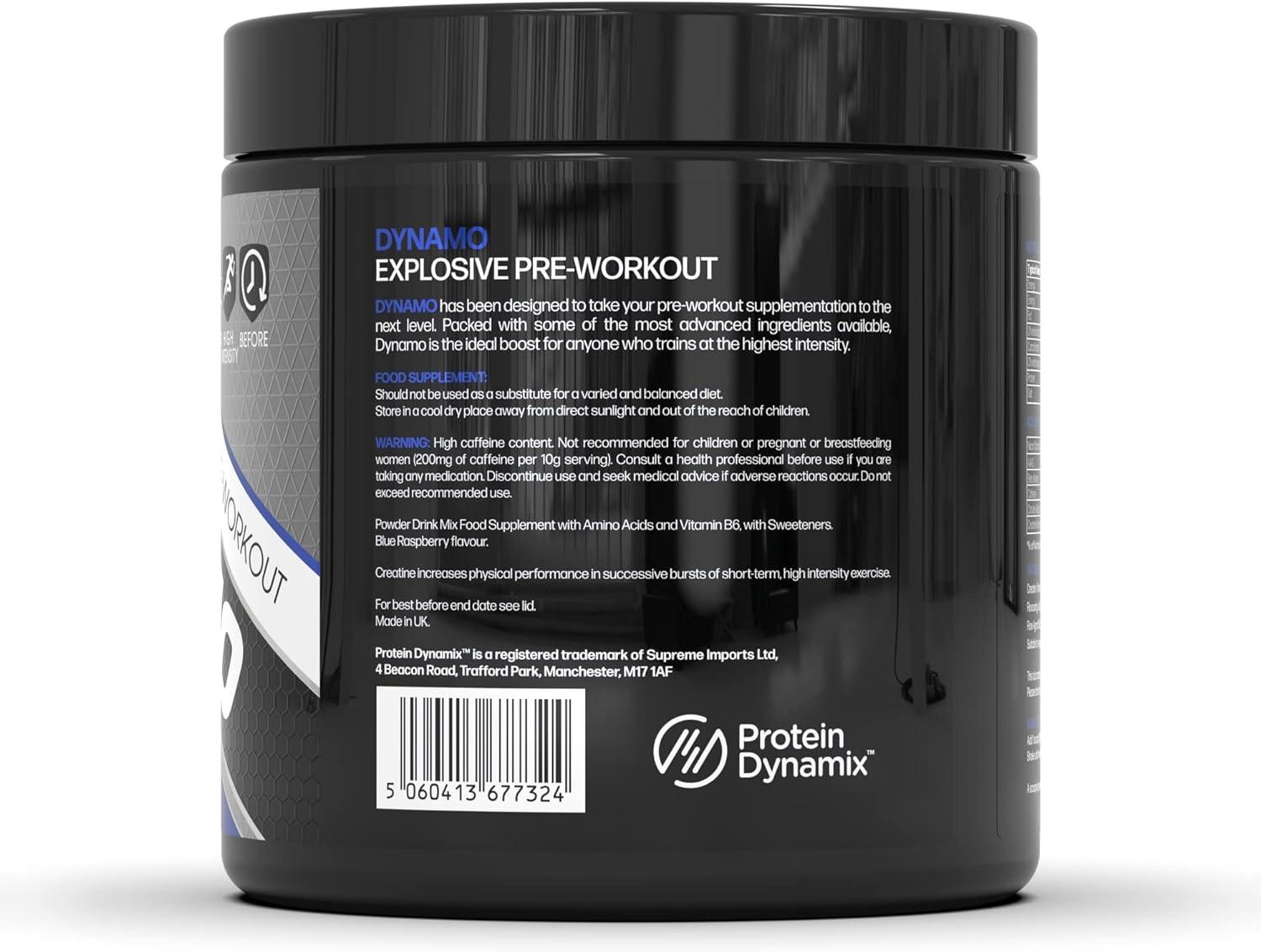 Protein Dynamix Dynamo Pre Workout Formula Blue Raspberry Flavour