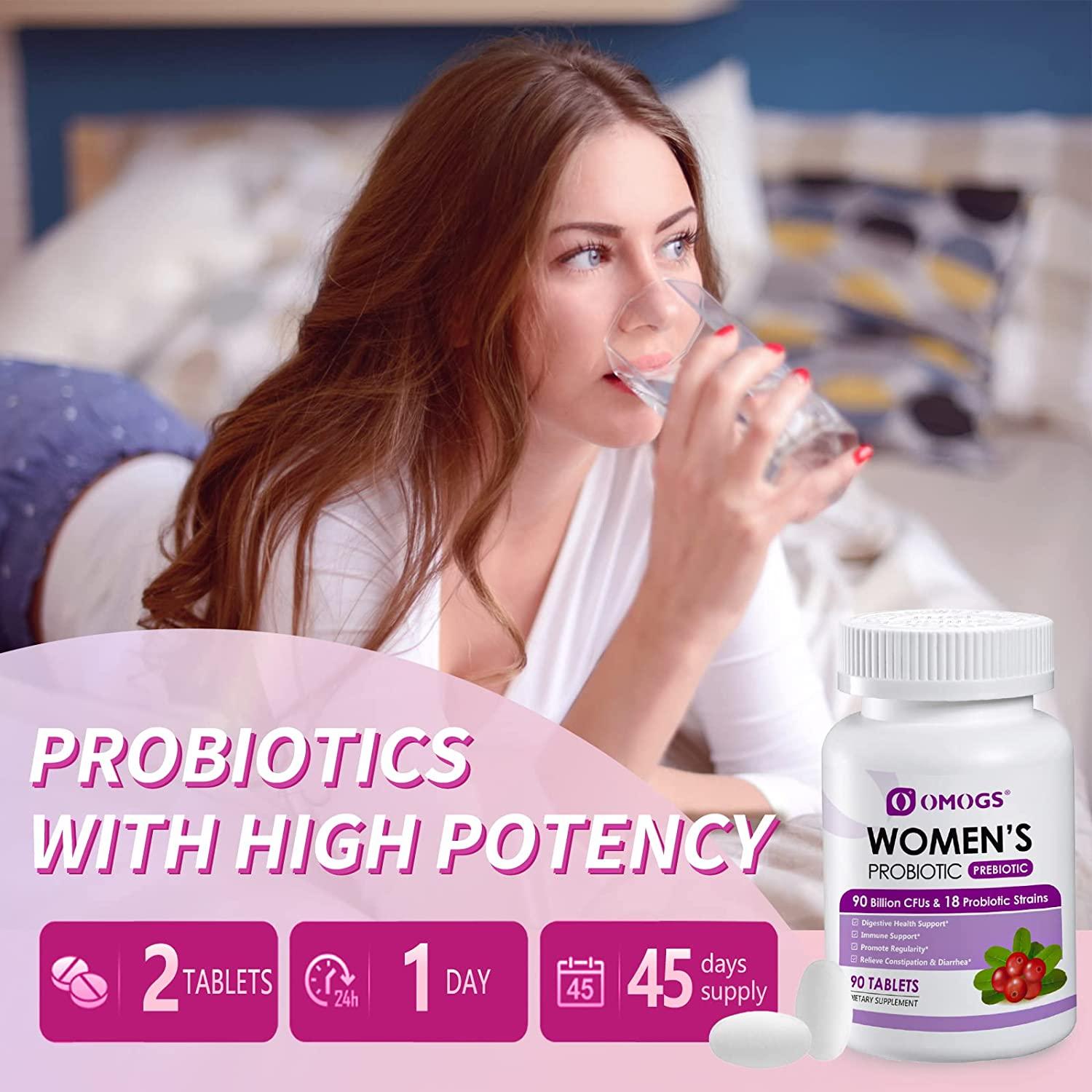 OMOGS Women's Probiotic with Cranberry Extract 90 Billion CFUs 18